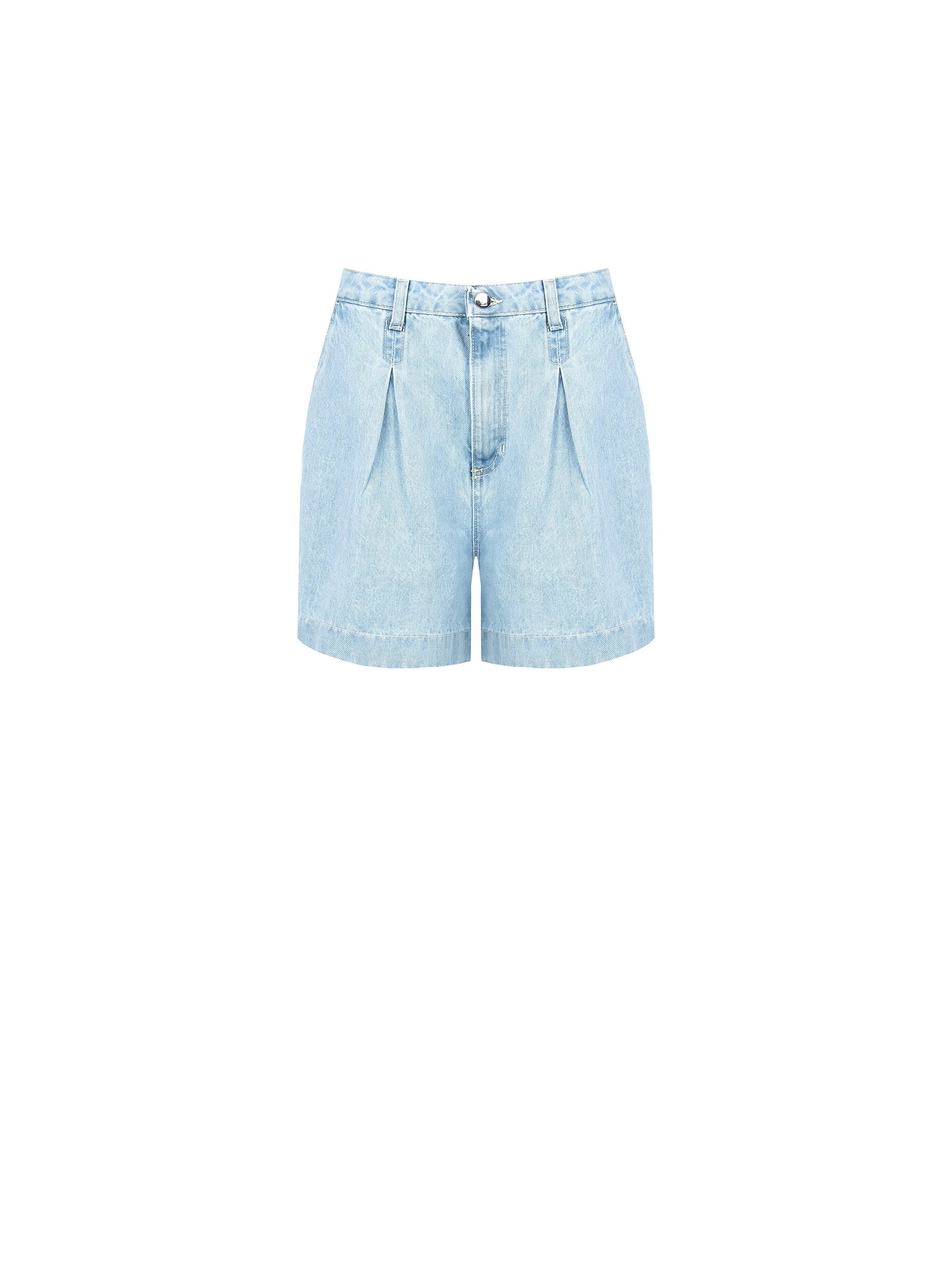 Denim Cropped Trousers with Rinascimento Pleats