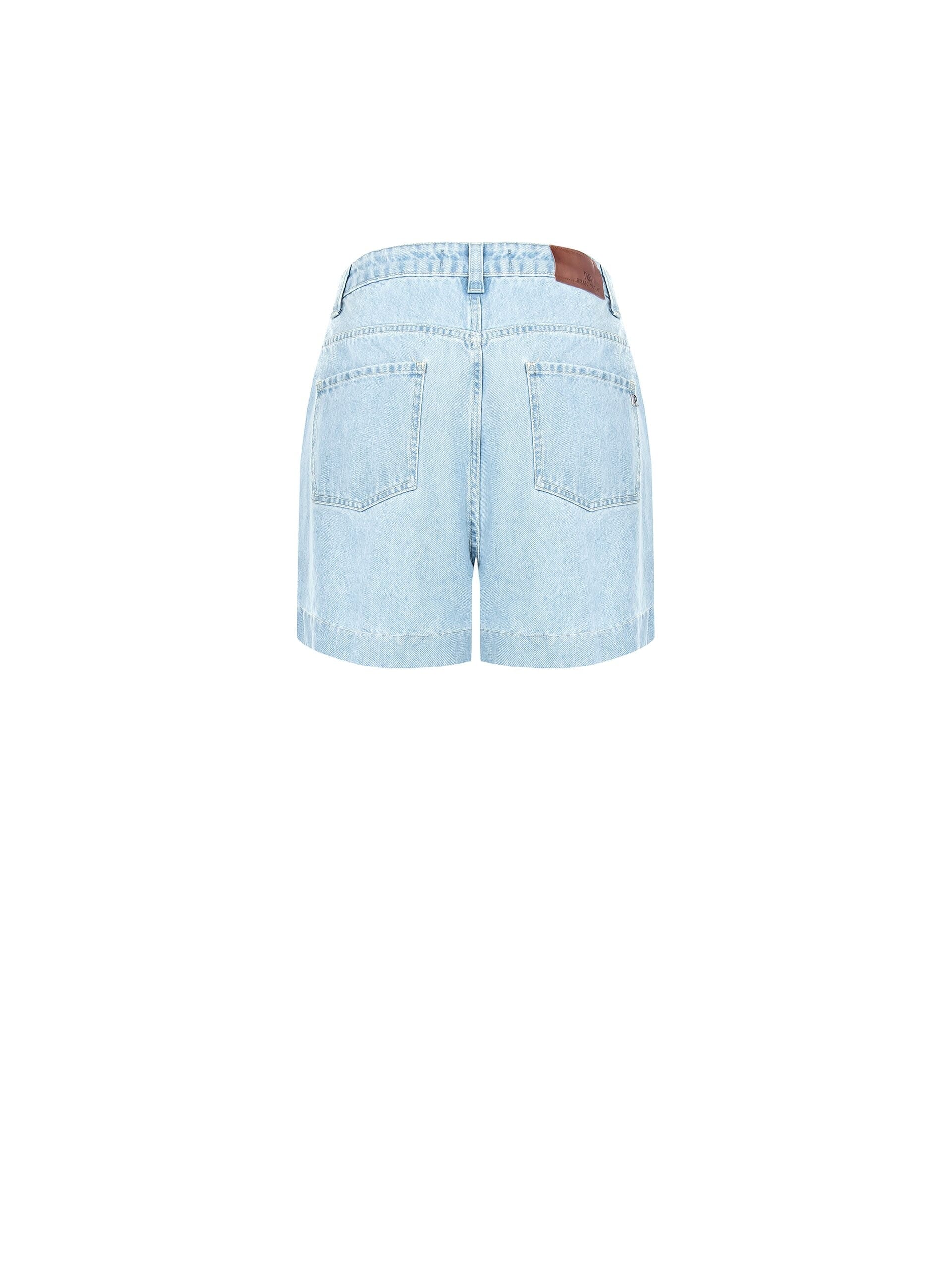 Denim Cropped Trousers with Rinascimento Pleats