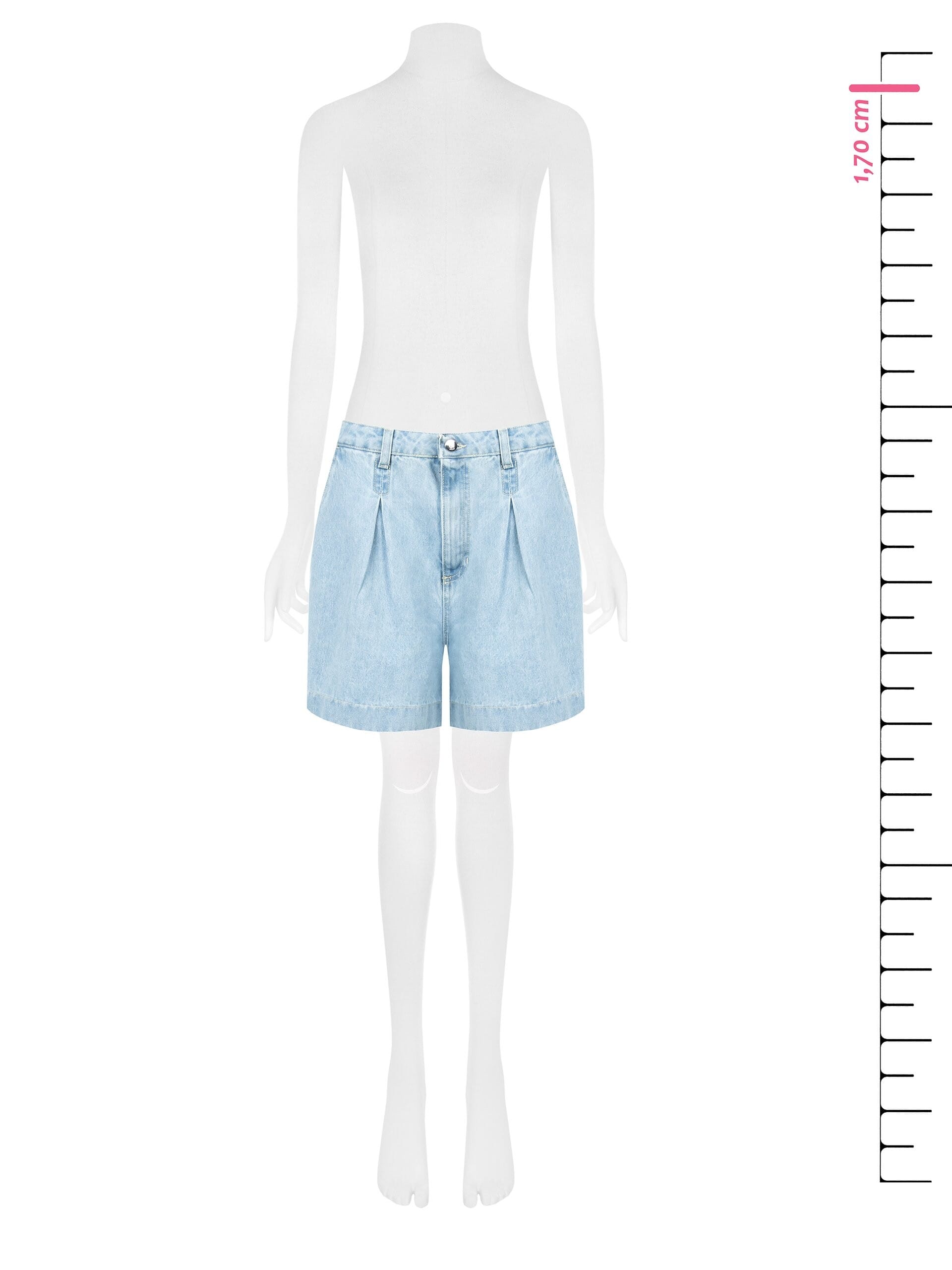 Denim Cropped Trousers with Rinascimento Pleats