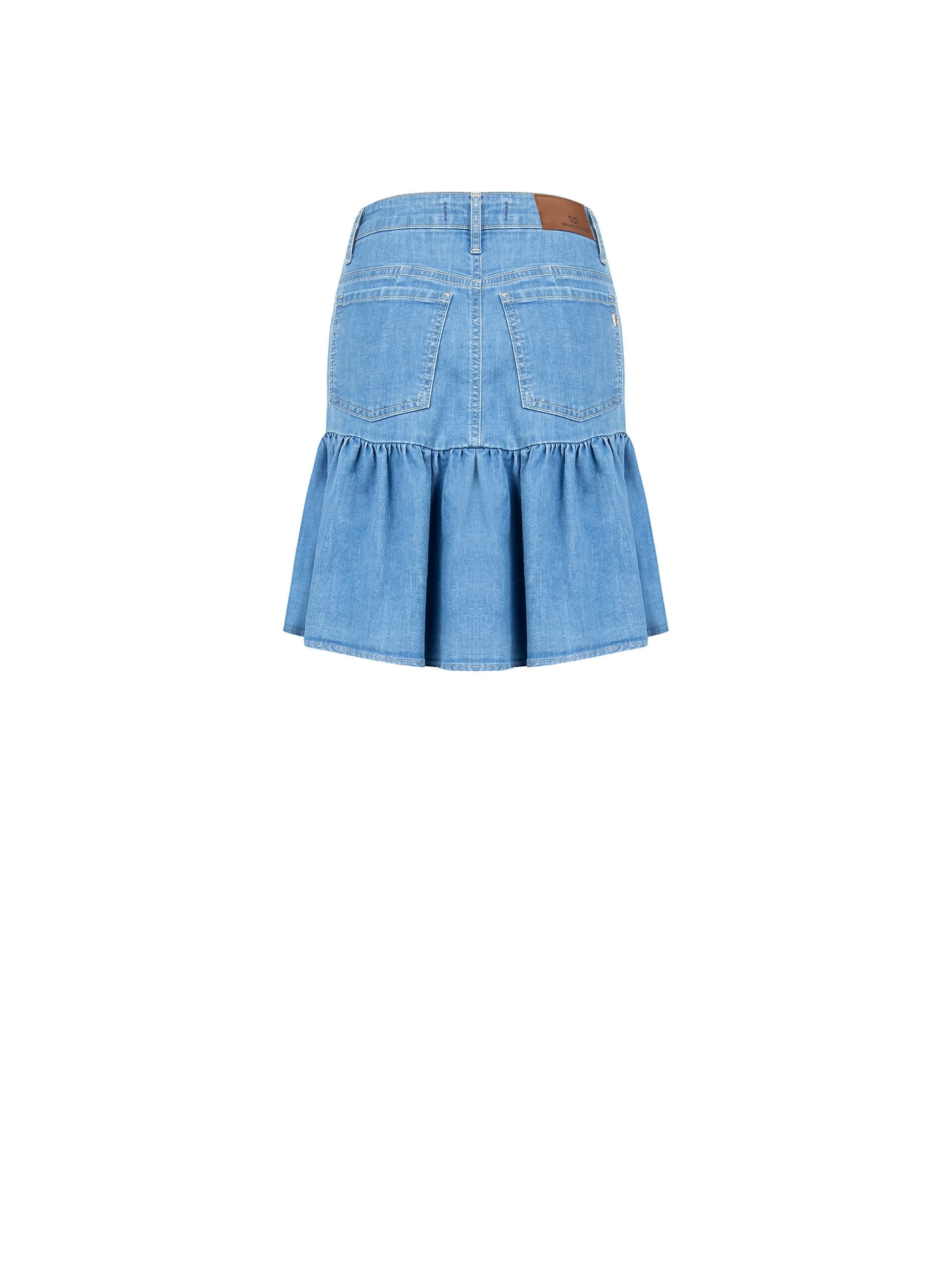 Rinascimento Stretch Denim Ruffle Skirt