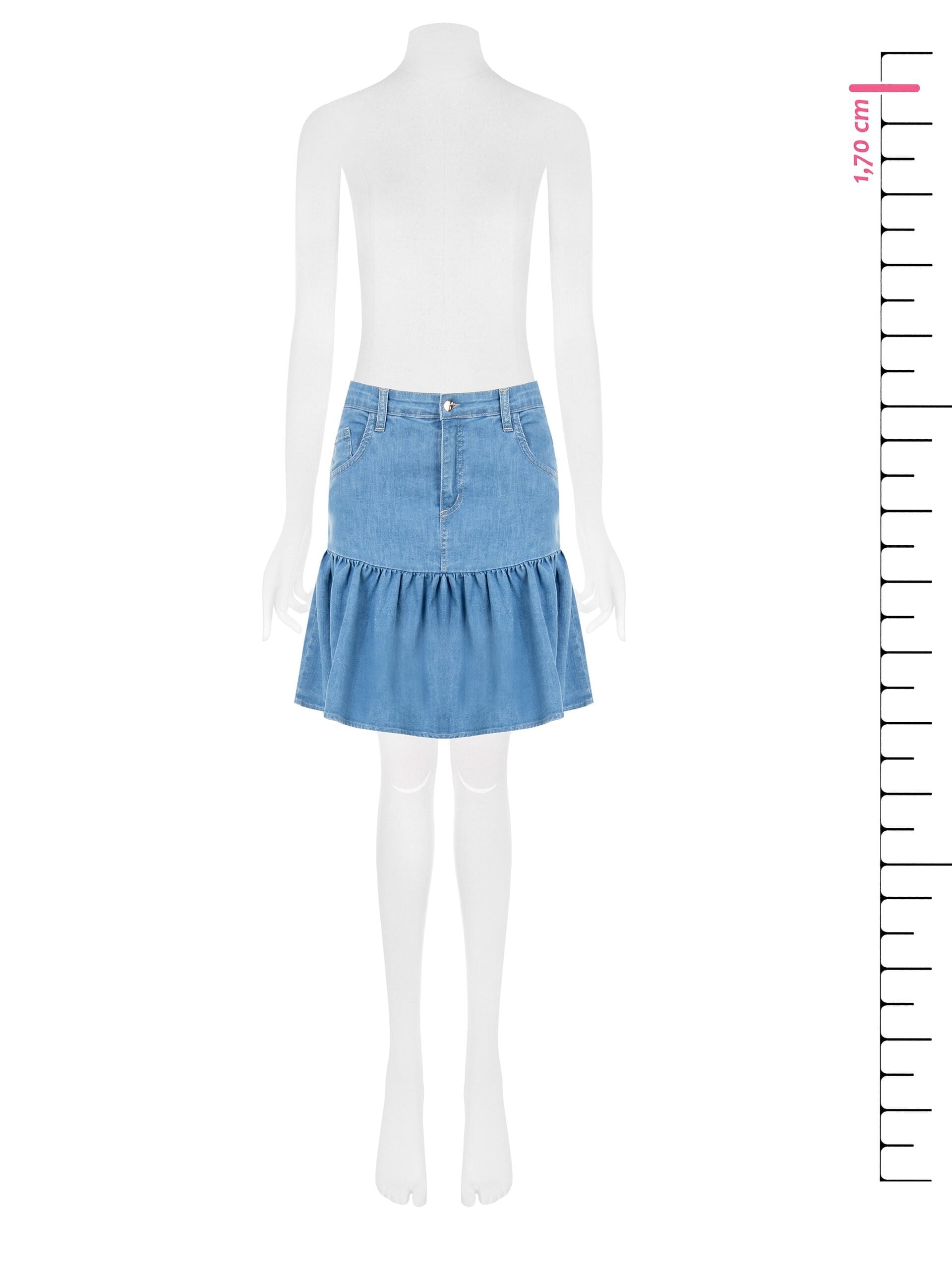 Rinascimento Stretch Denim Ruffle Skirt