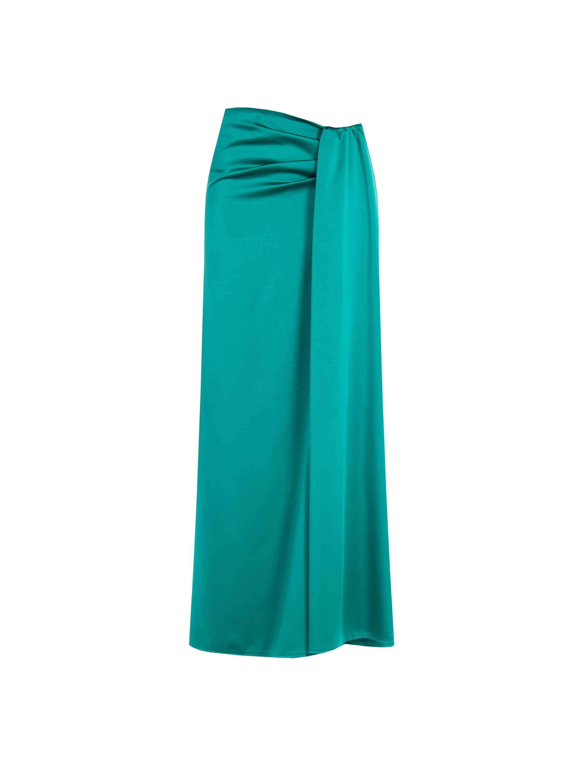 Rinascimento Wheeled Satin Long Skirt With Draping