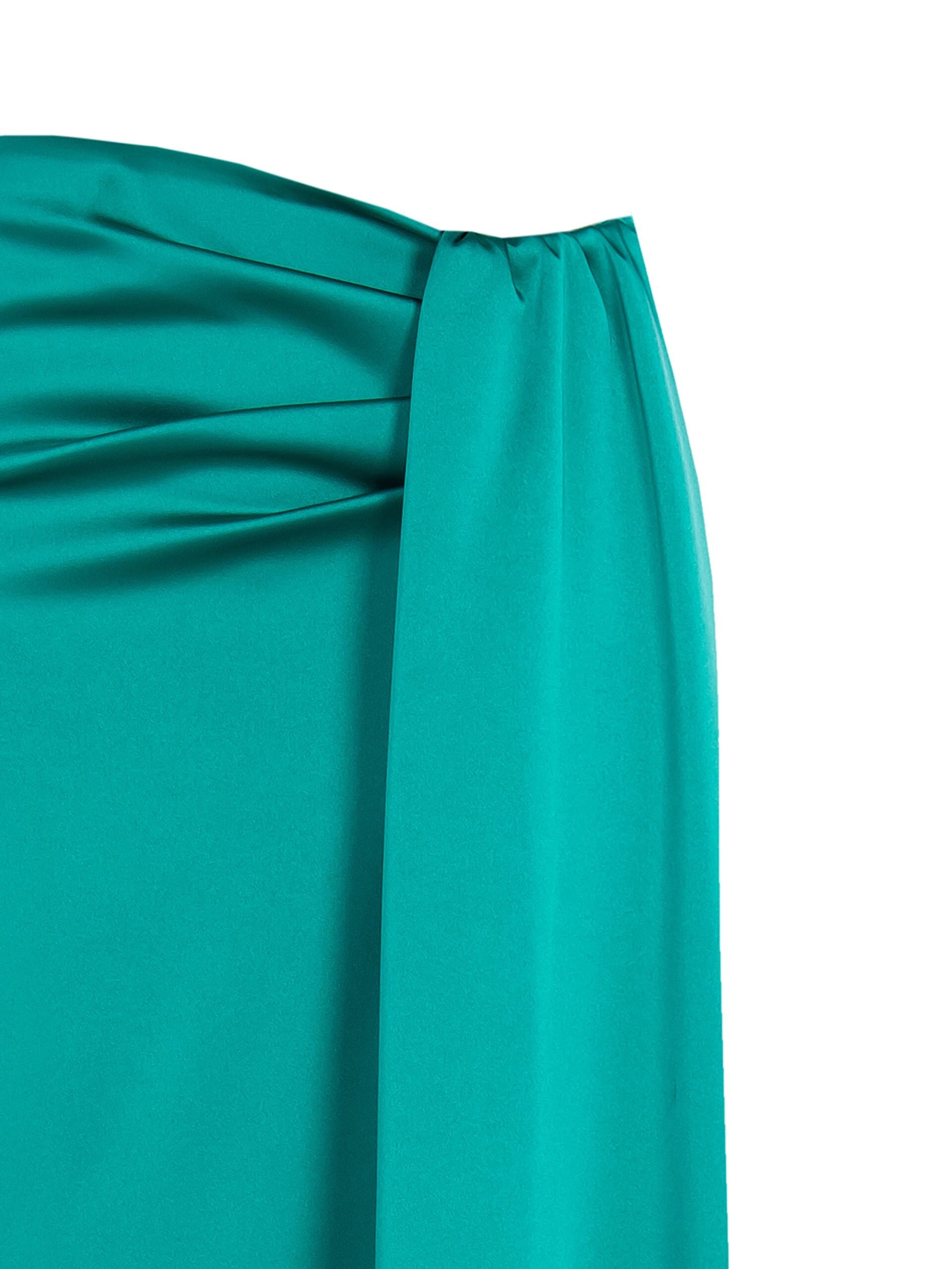 Rinascimento Wheeled Satin Long Skirt With Draping