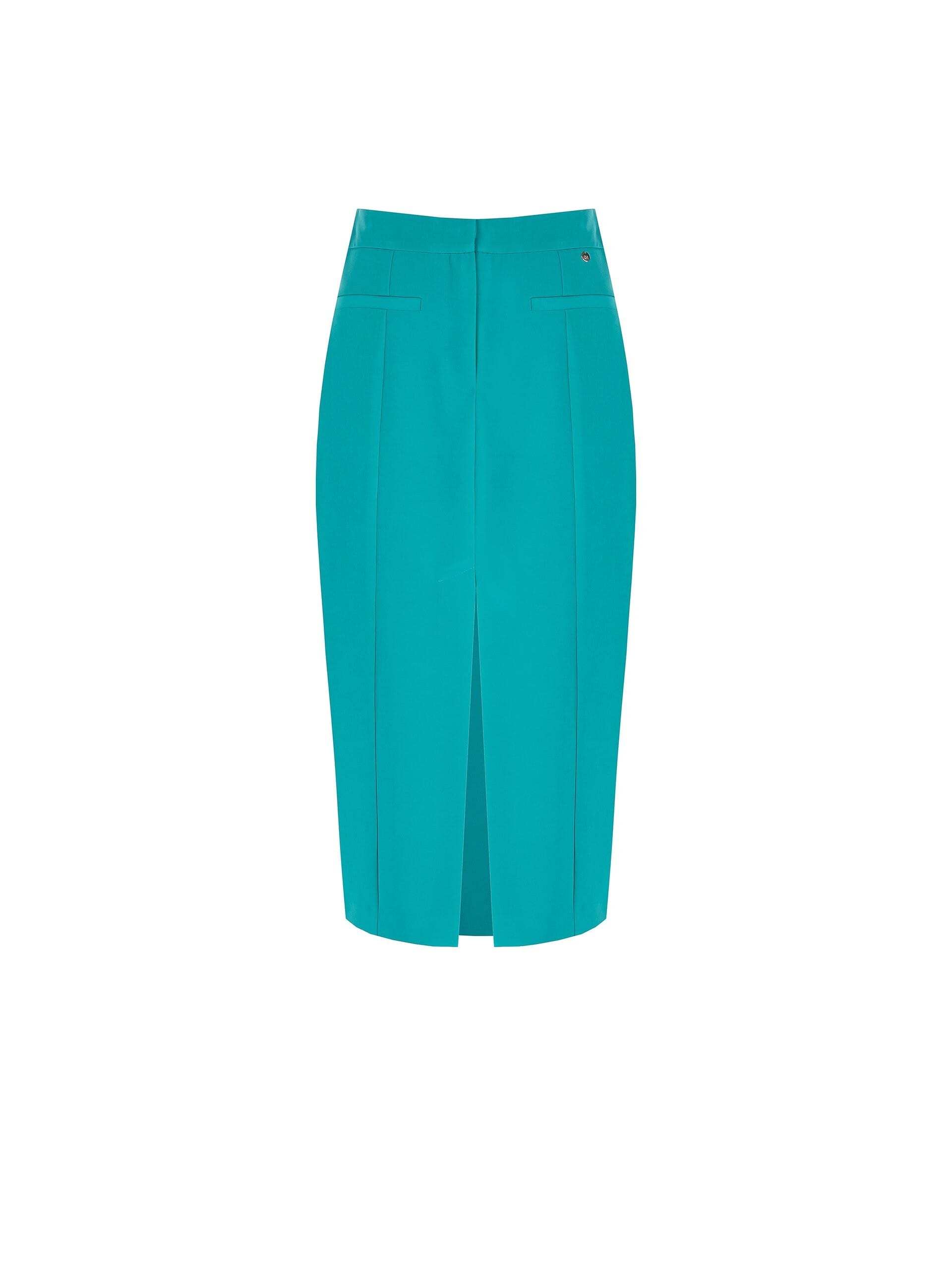 Technical Fabric Pencil Skirt With Front Slit Rinascimento