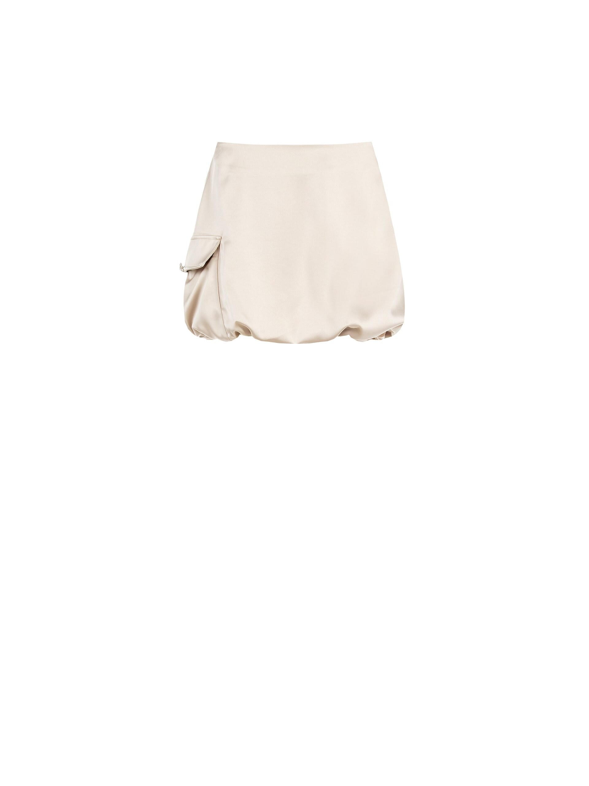 Minijupe ballon en satin avec poche et bouton bijou sur le côté Rinascimento