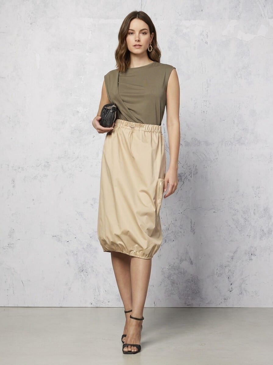 Longuette en coton mélangé avec pochette Maxi avec fermeture éclair Rinascimento