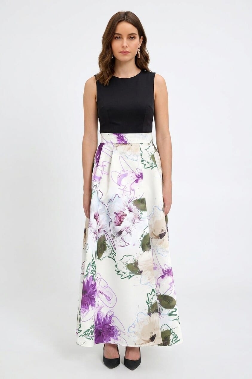 Duchesse Structured Satin Wheeled Long Skirt With Pockets Rinascimento