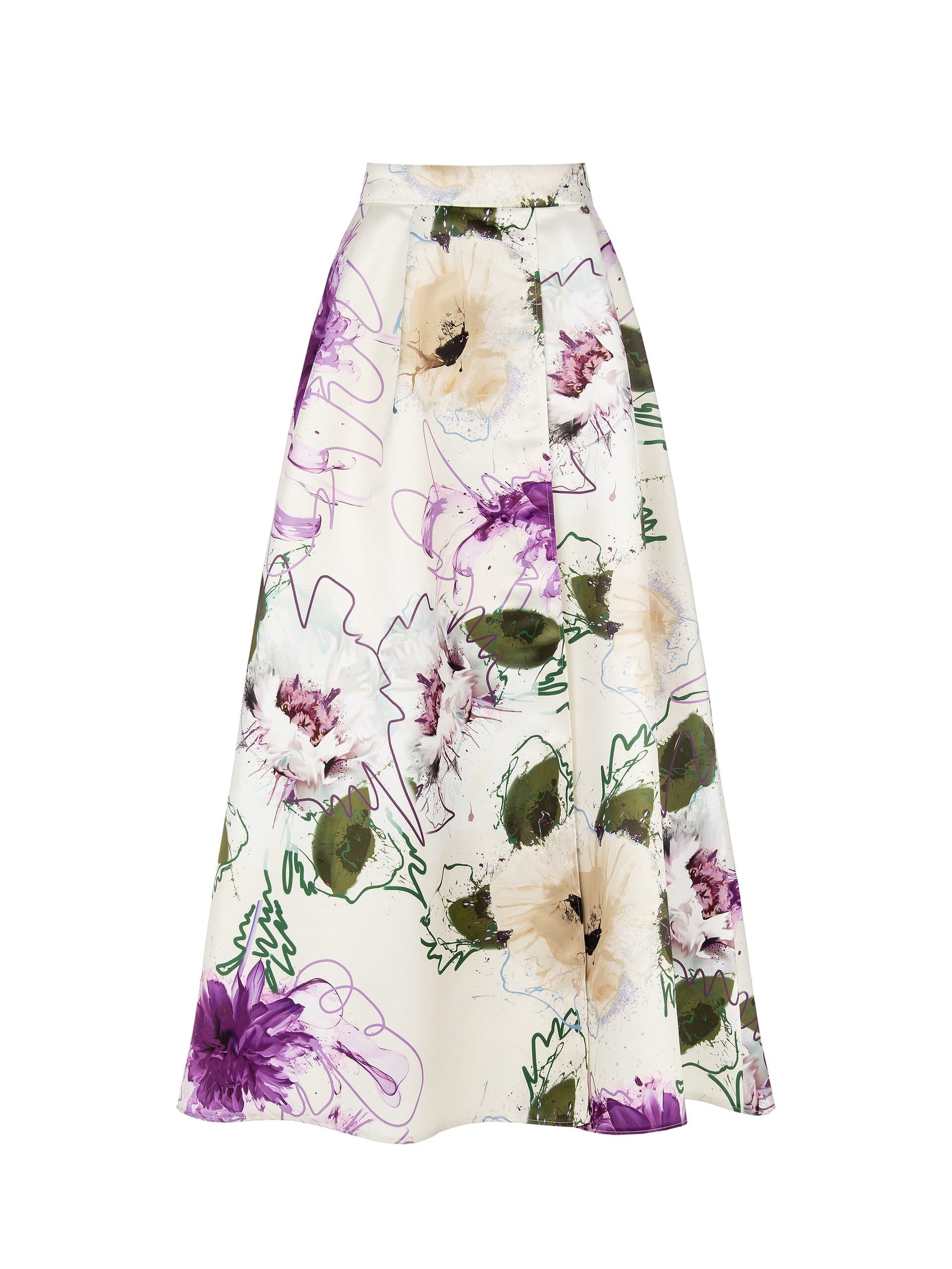 Duchesse Structured Satin Wheeled Long Skirt With Pockets Rinascimento