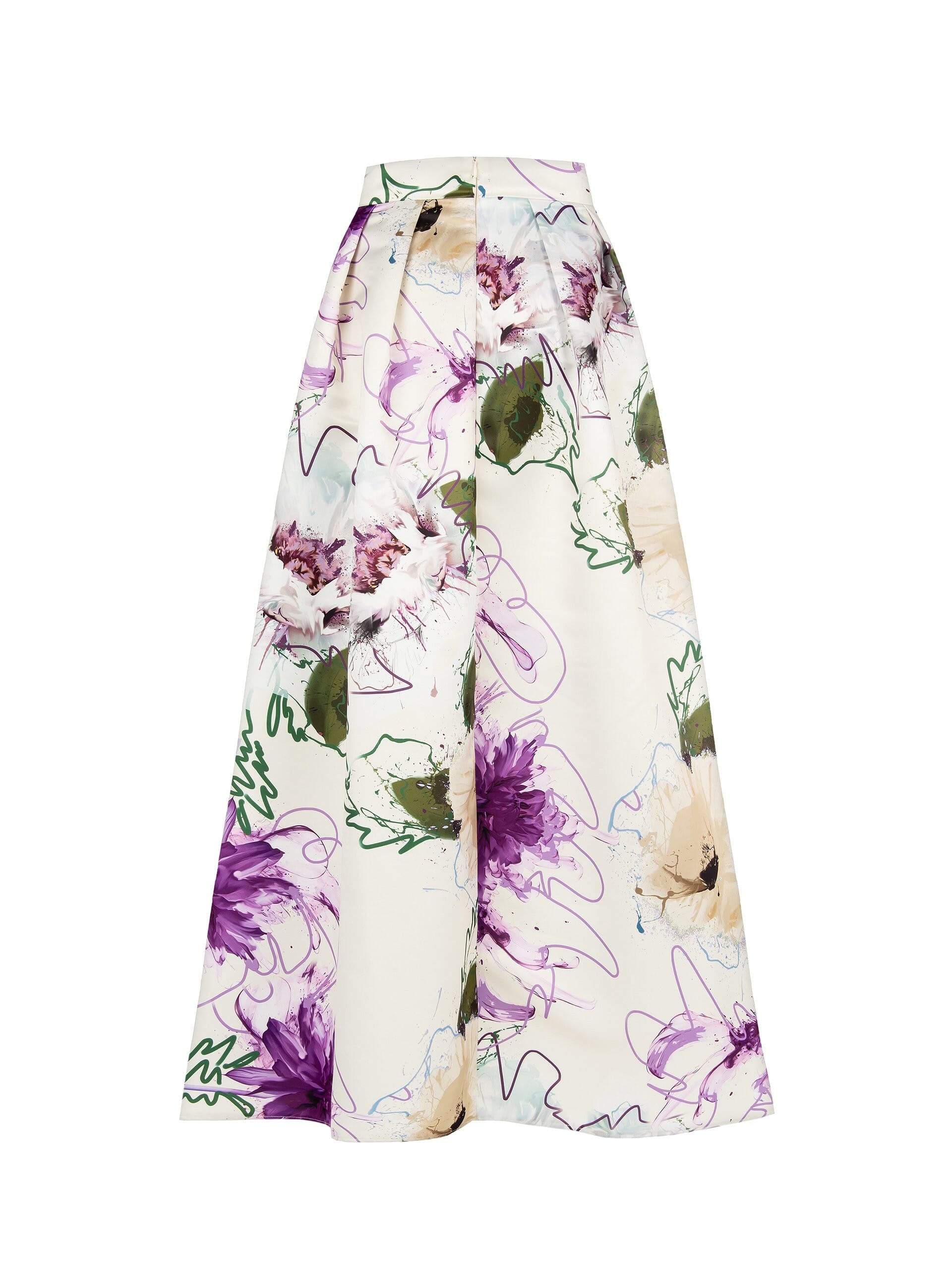 Duchesse Structured Satin Wheeled Long Skirt With Pockets Rinascimento