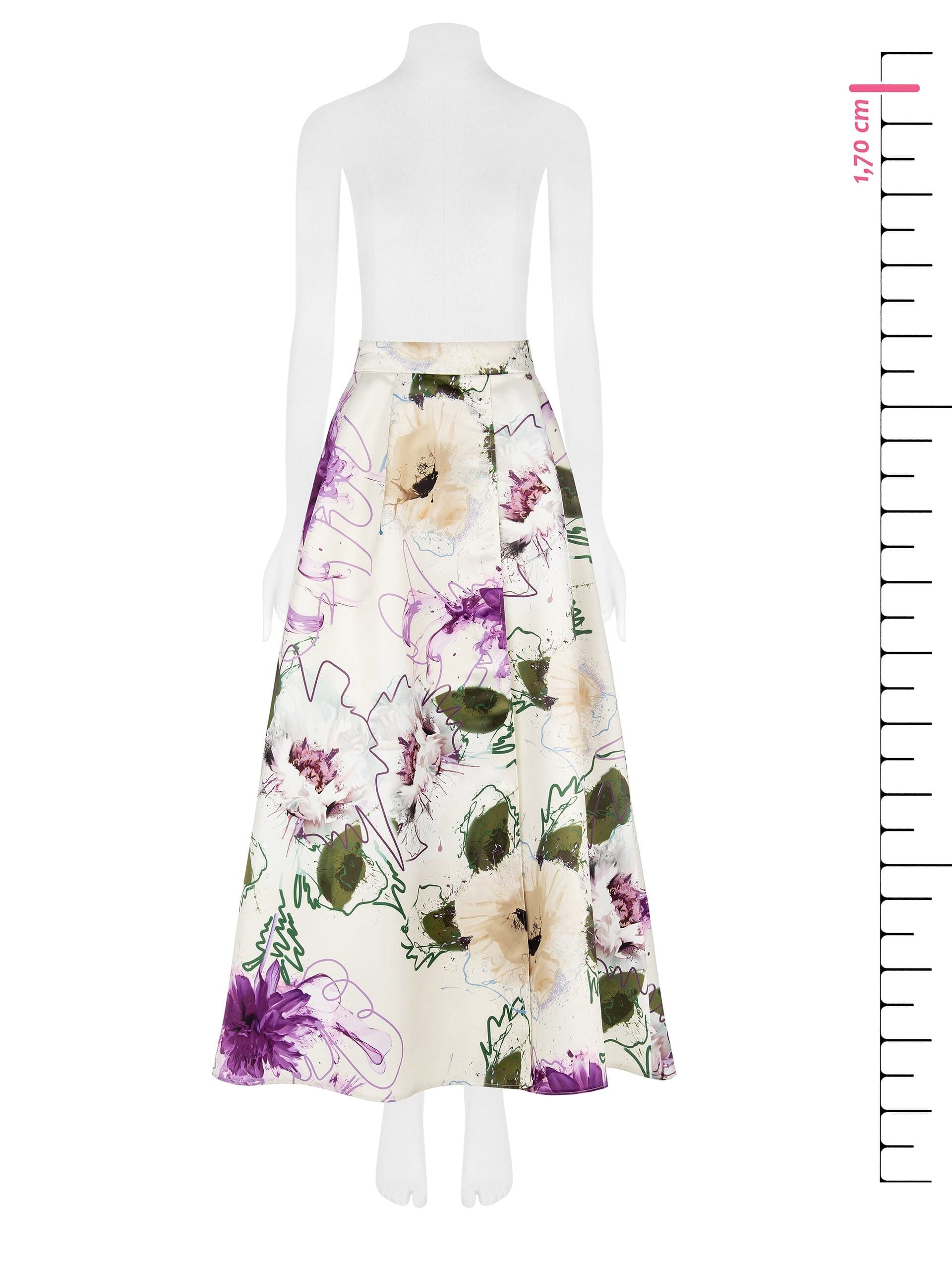 Duchesse Structured Satin Wheeled Long Skirt With Pockets Rinascimento