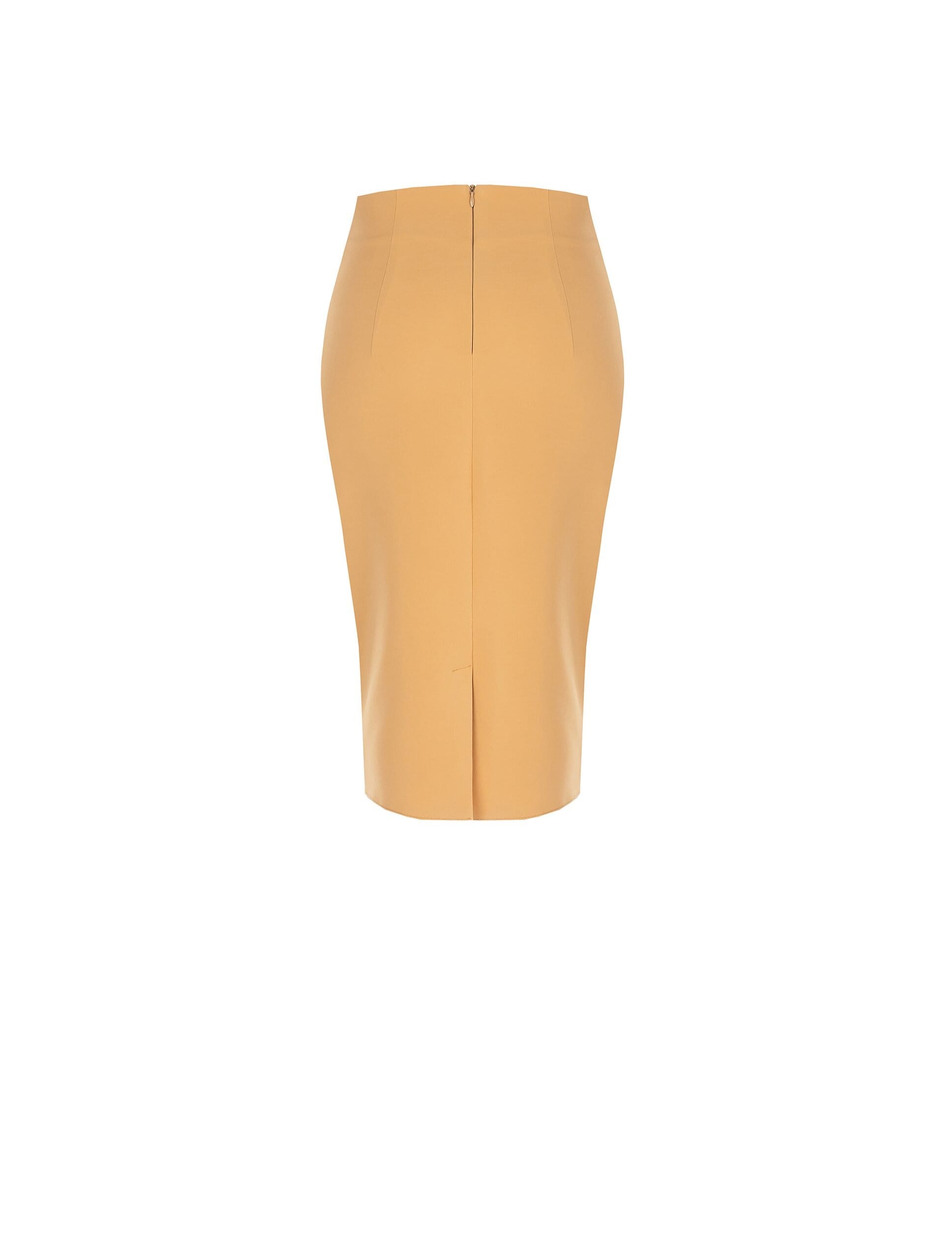 Technical Fabric Midi Pencil Skirt With Belt And Buckle Rinascimento