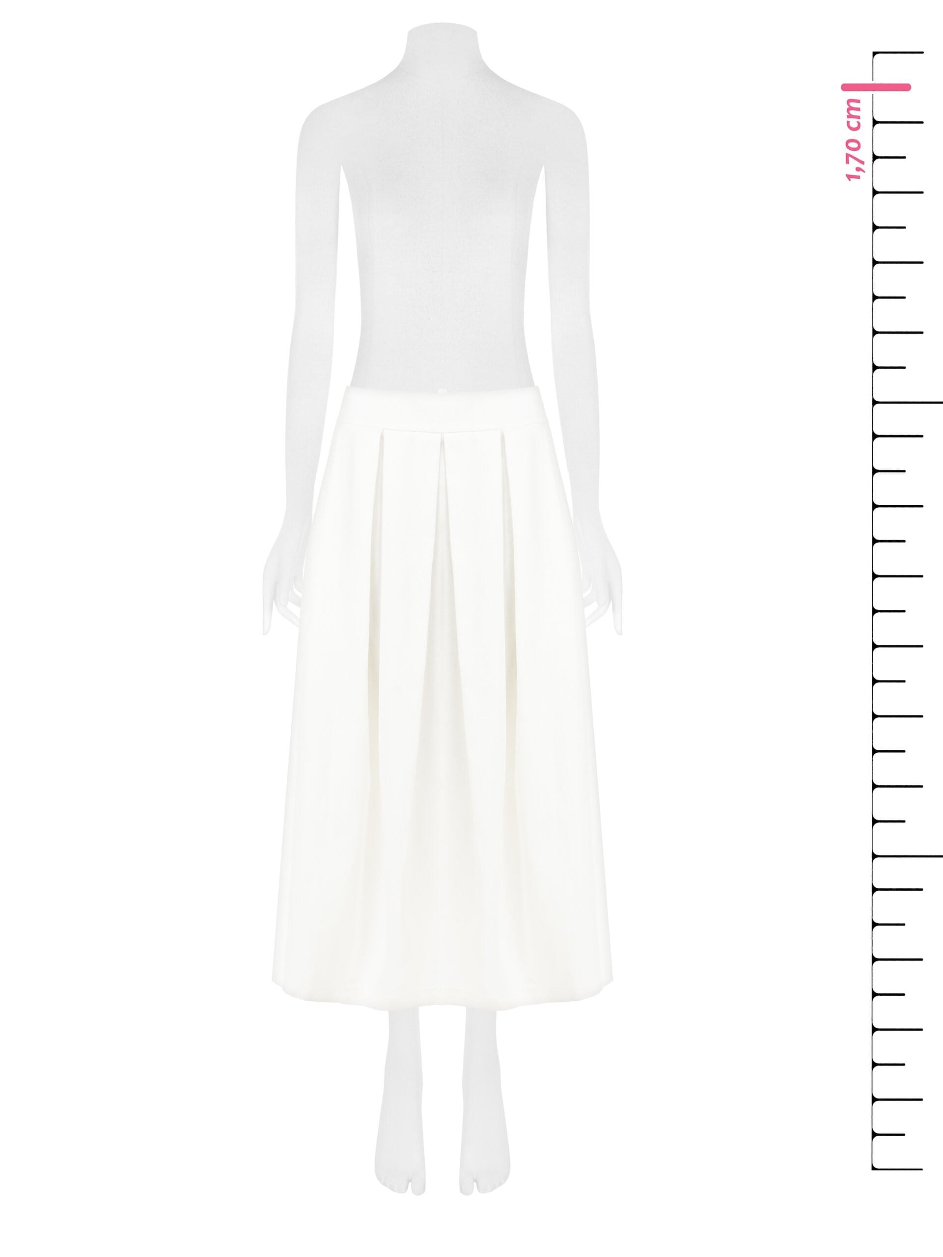 Pleated Denim Midi Skirt Rinascimento