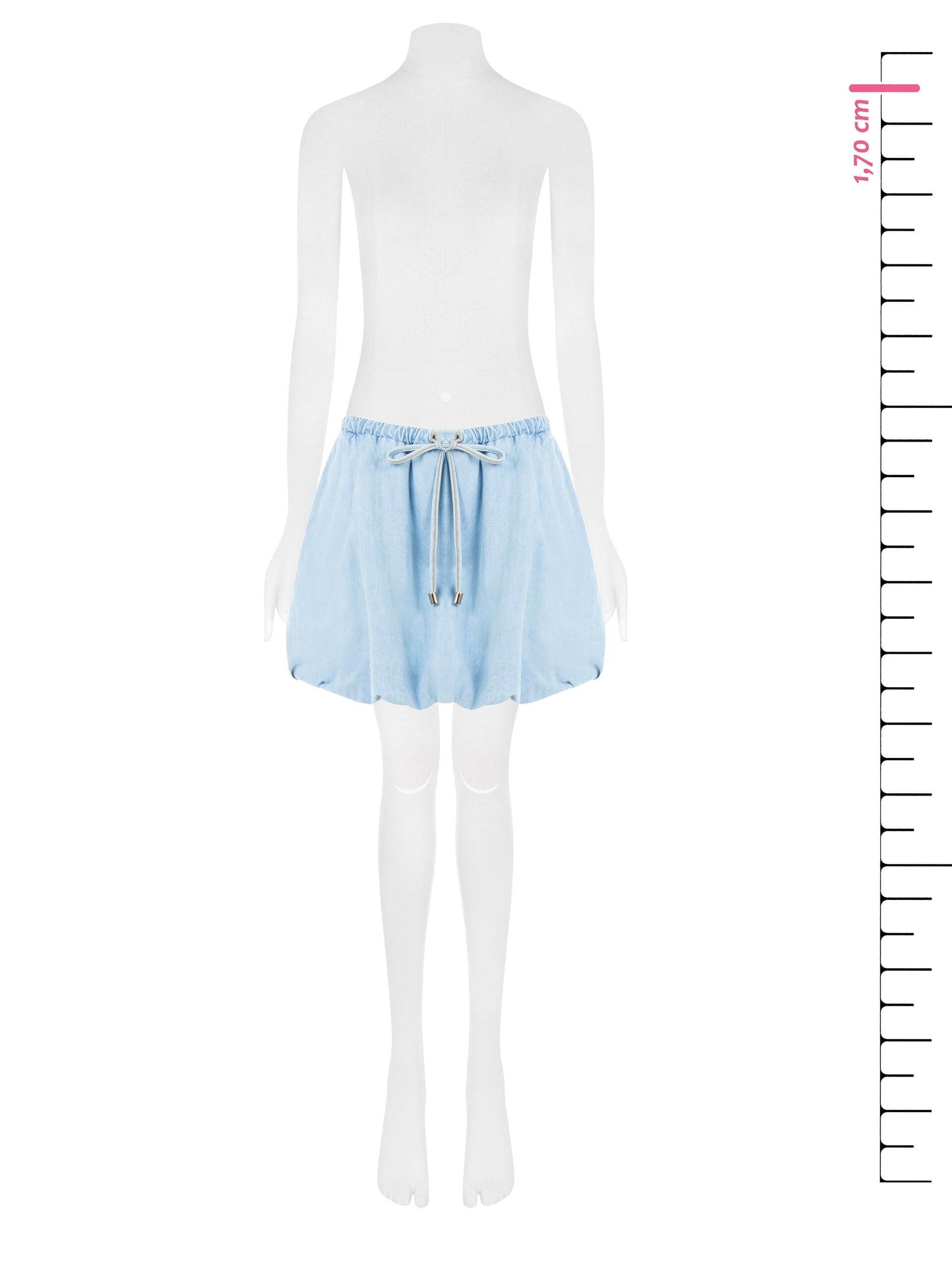 Denim Balloon Miniskirt With Pockets Rinascimento