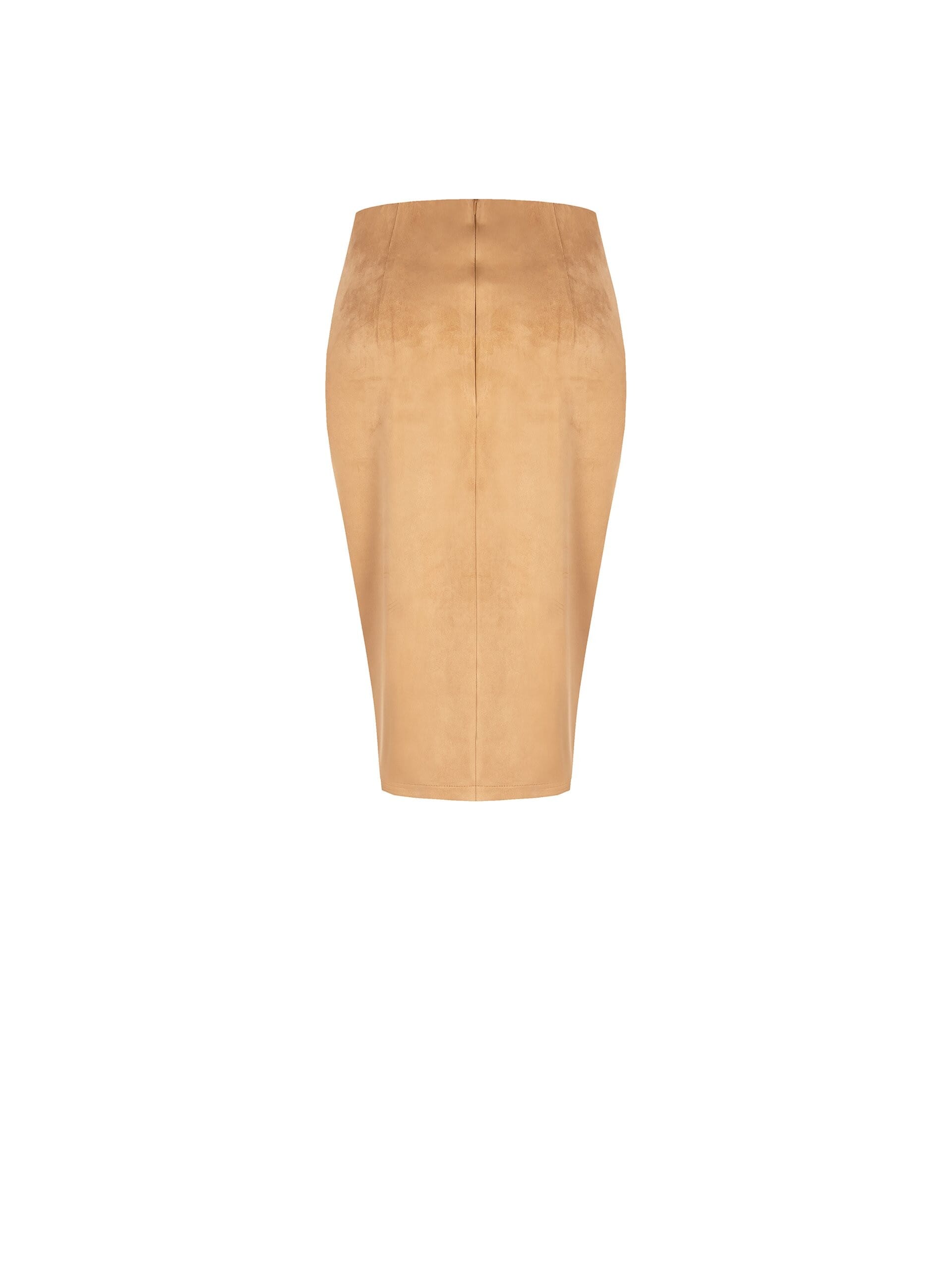 Suede Effect Leatherette Pencil Skirt With Rinascimento Slit