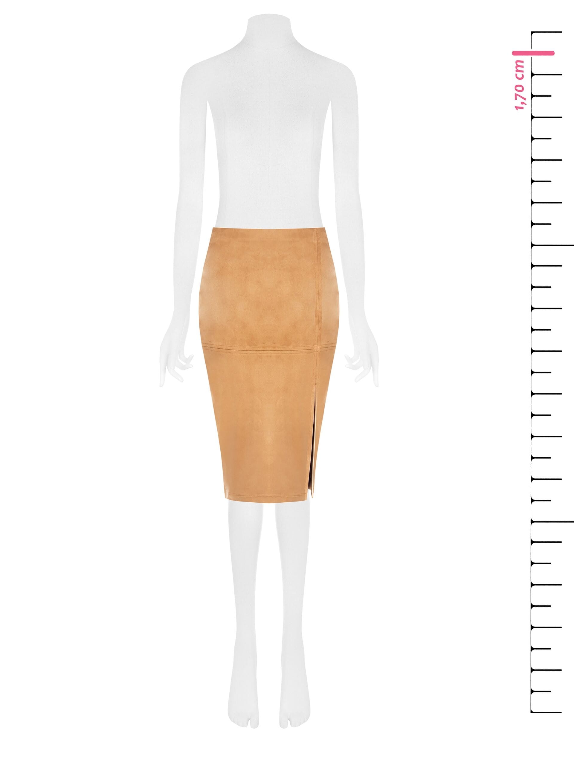 Suede Effect Leatherette Pencil Skirt With Rinascimento Slit
