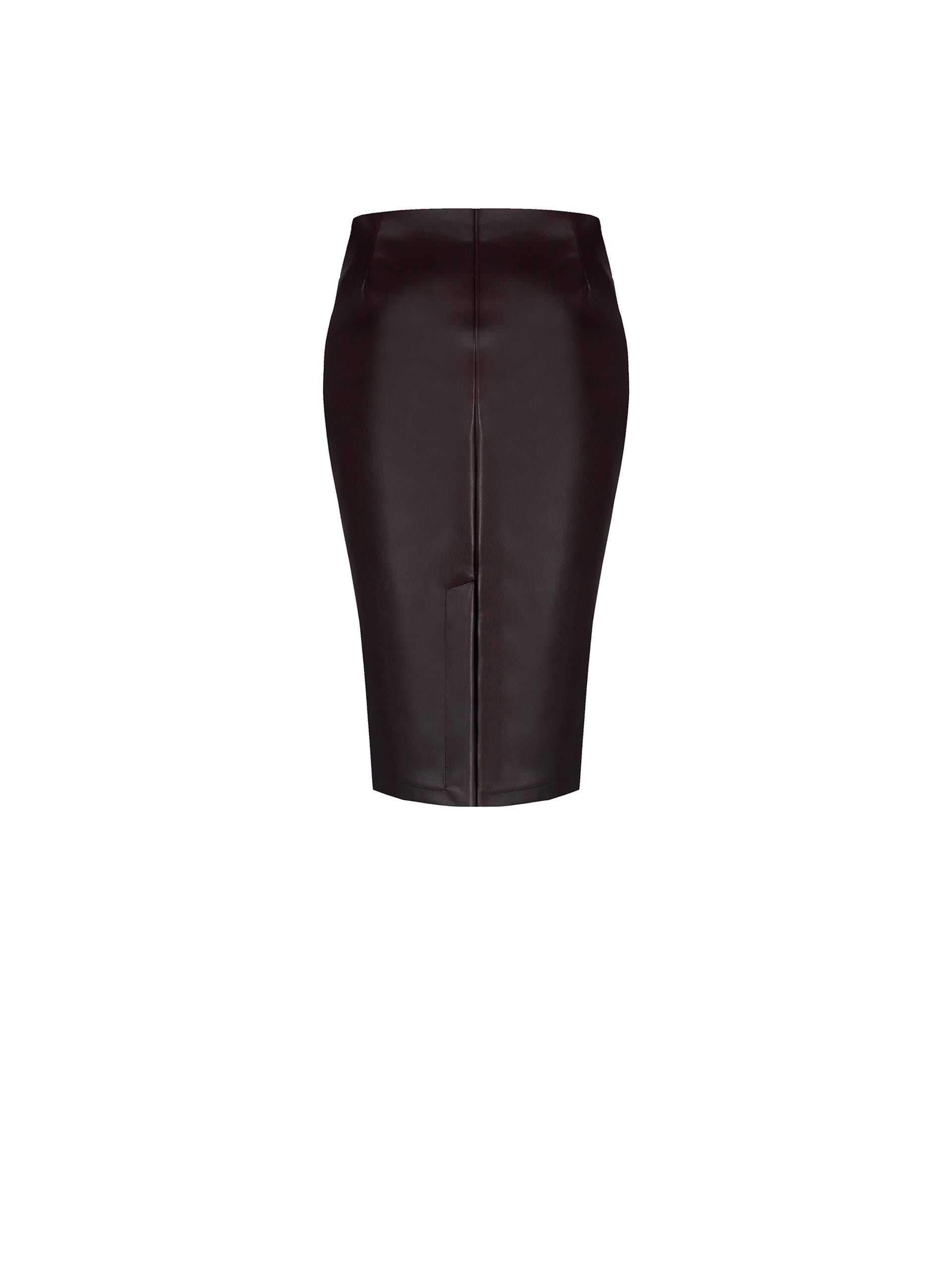 Leatherette Pencil Skirt With Back Slit Rinascimento