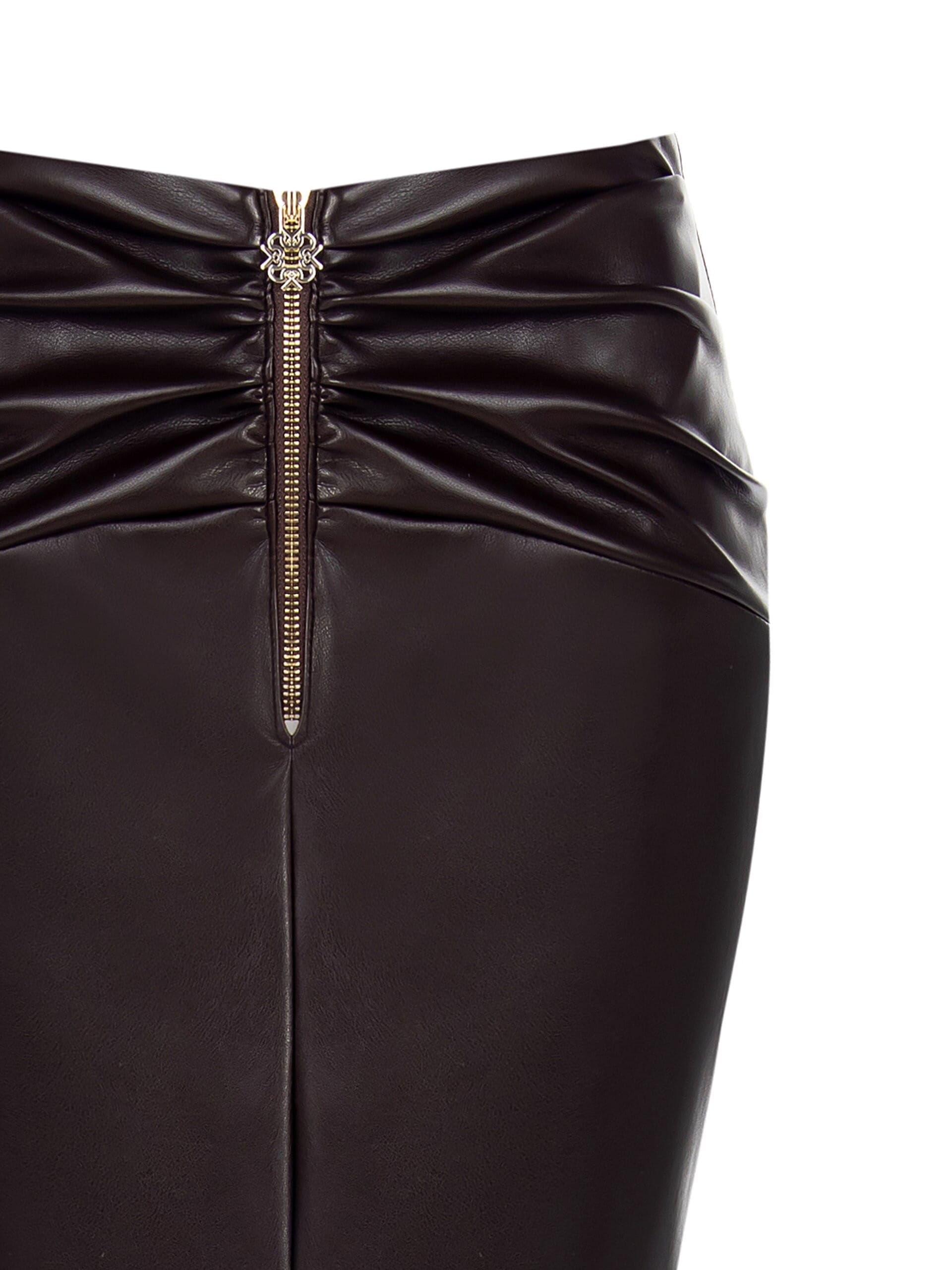 Leatherette Pencil Skirt With Back Slit Rinascimento