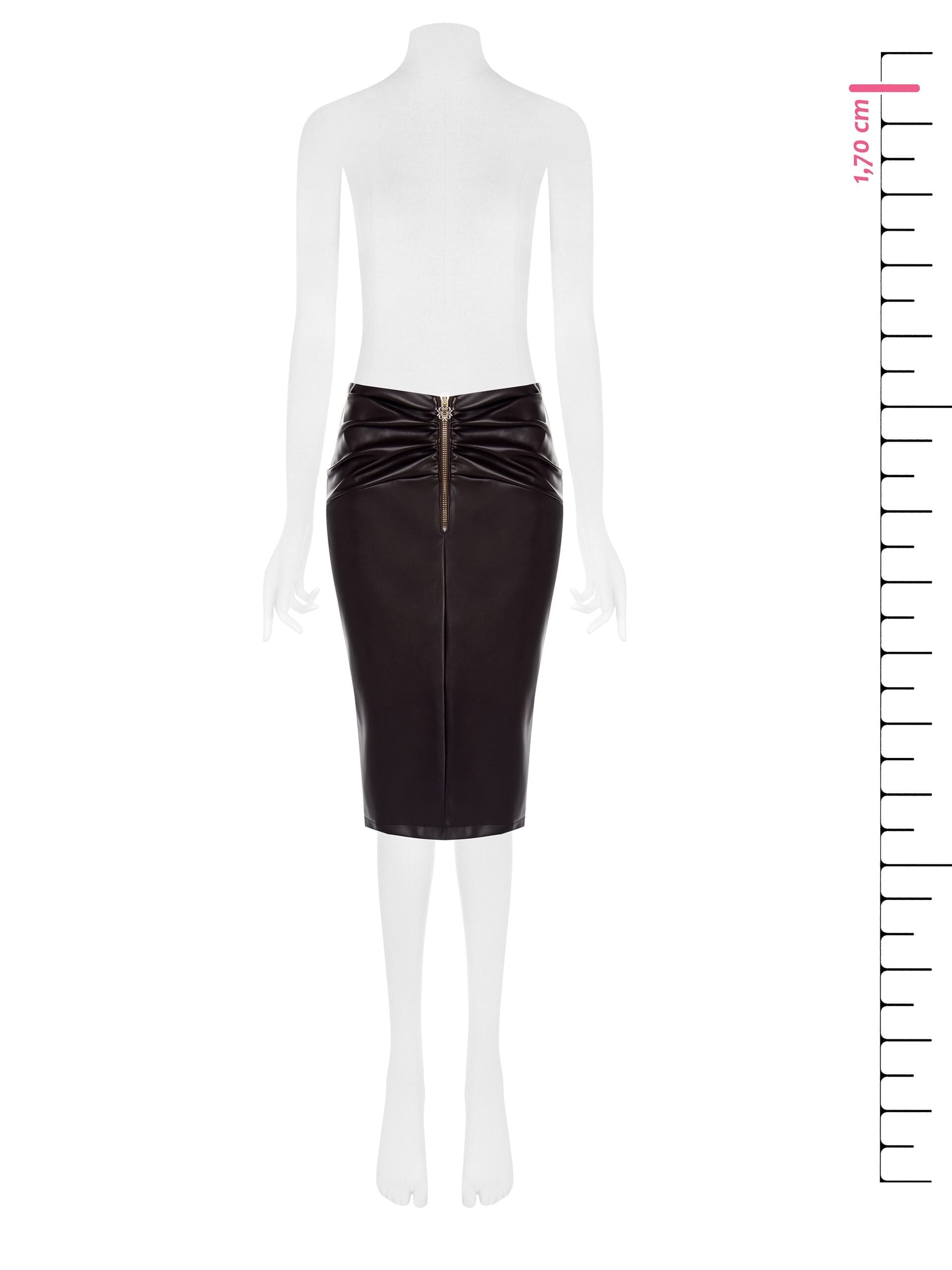 Leatherette Pencil Skirt With Back Slit Rinascimento