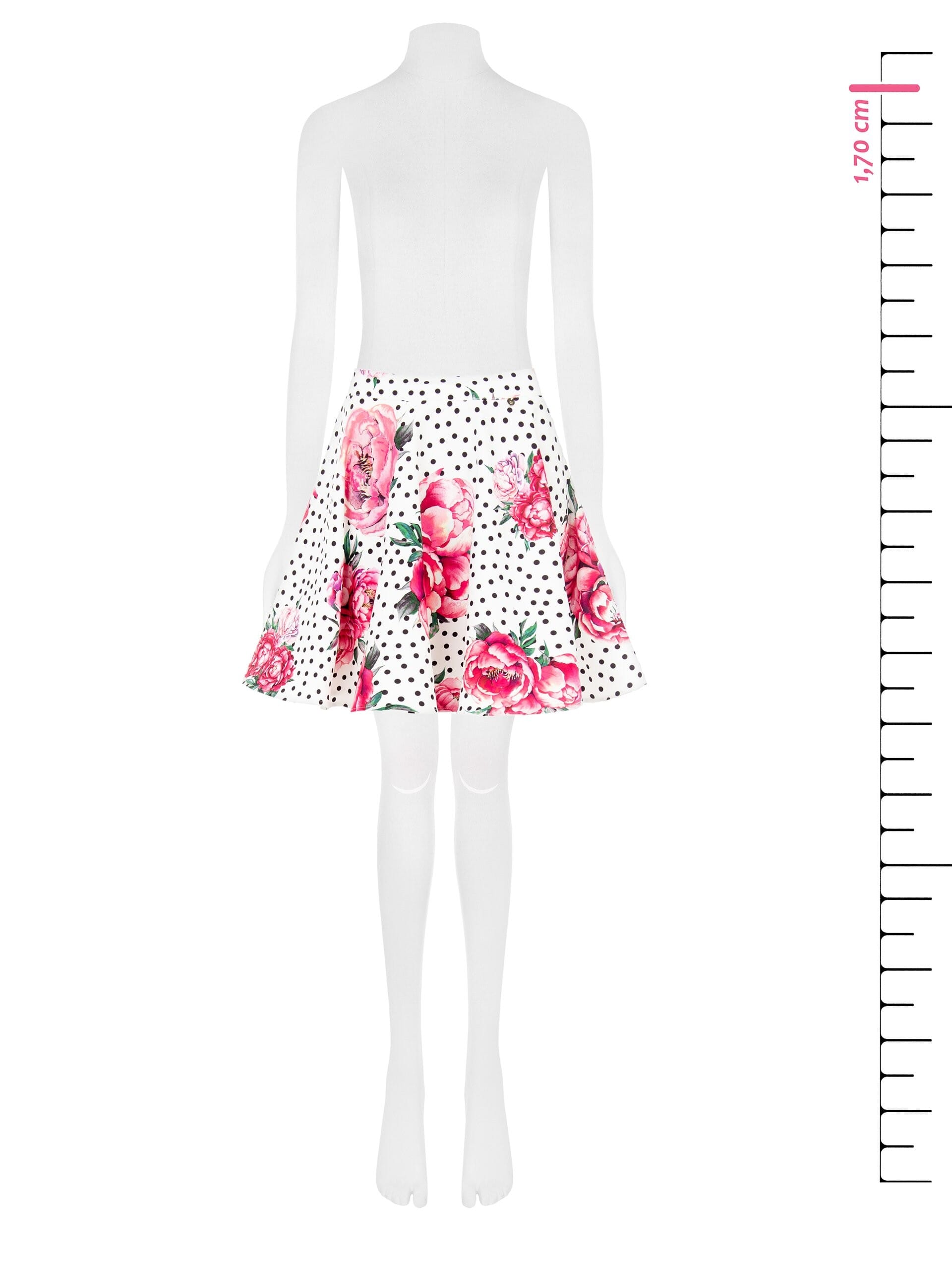 Flower and polka dot print miniskirt with elasticated waistband in crepe fabric Rinascimento