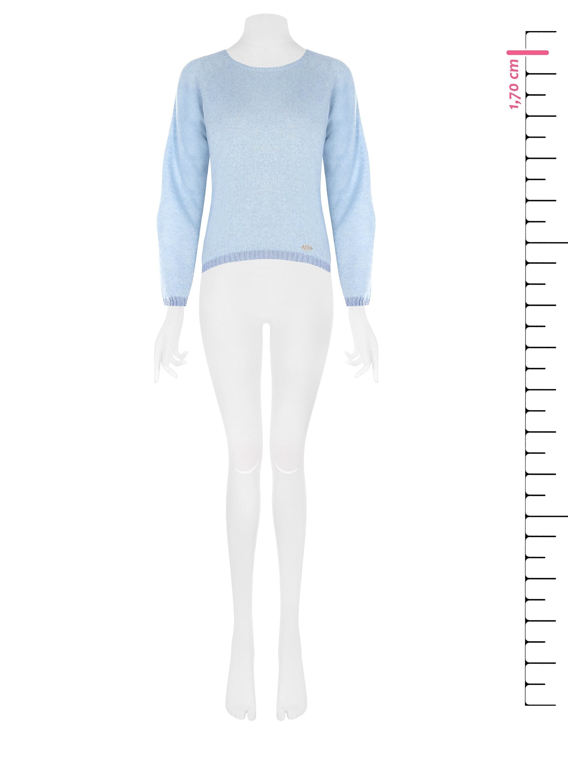 Pull à col ras du cou avec ourlets en Lurex et plaque logo Rinascimento