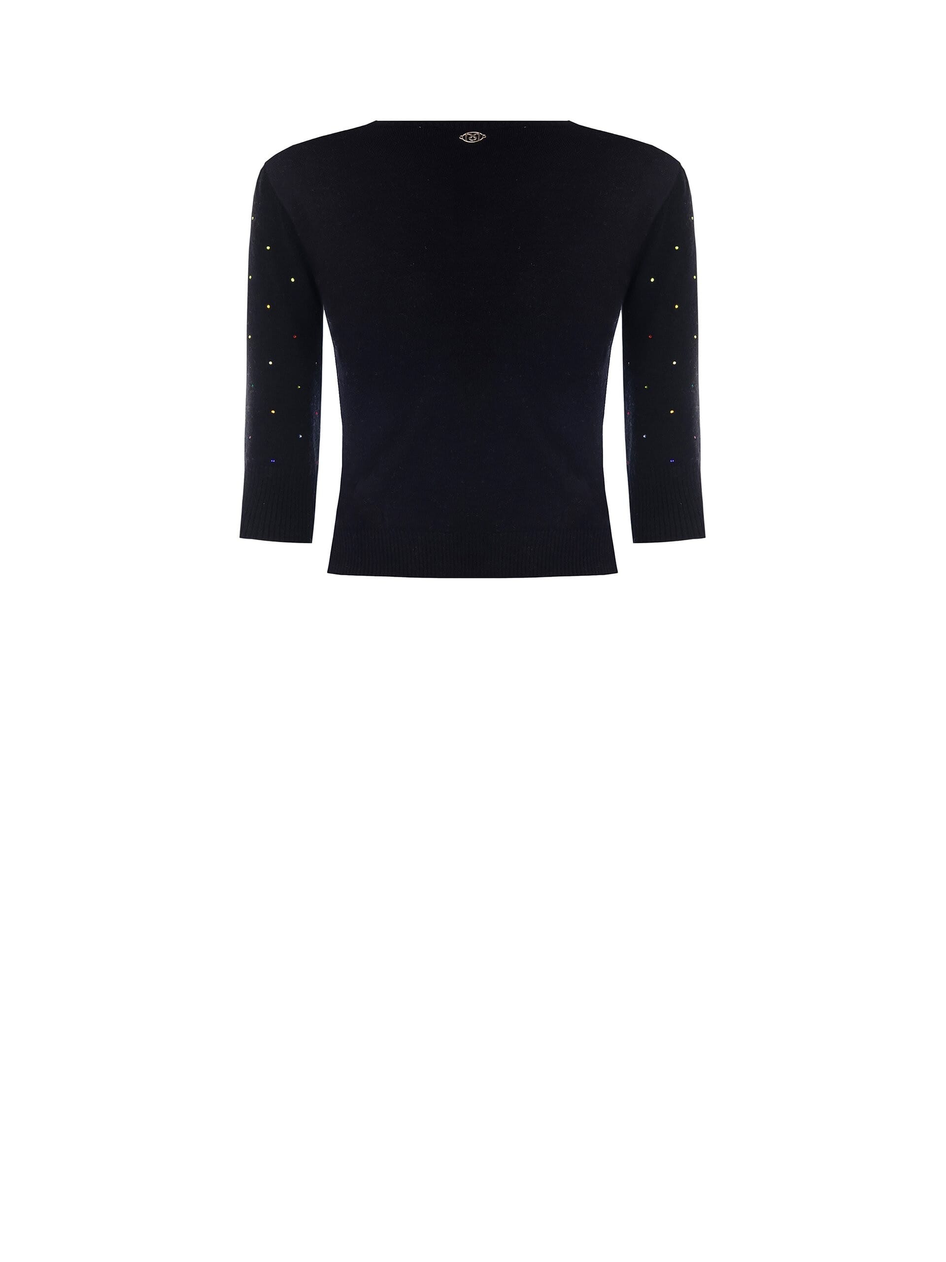 Pull à manches 3/4 avec strass multicolores Rinascimento
