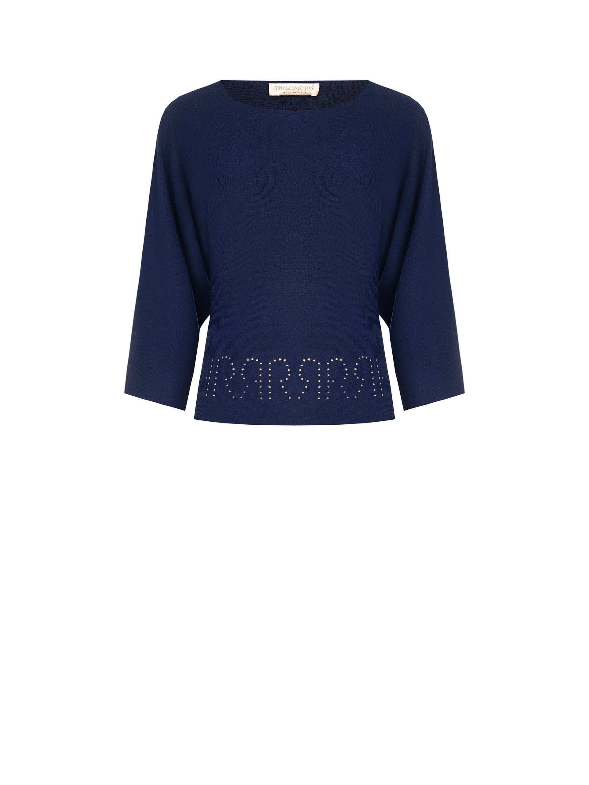 Rinascimento - Pull fluide avec logo perforé et manches 3/4