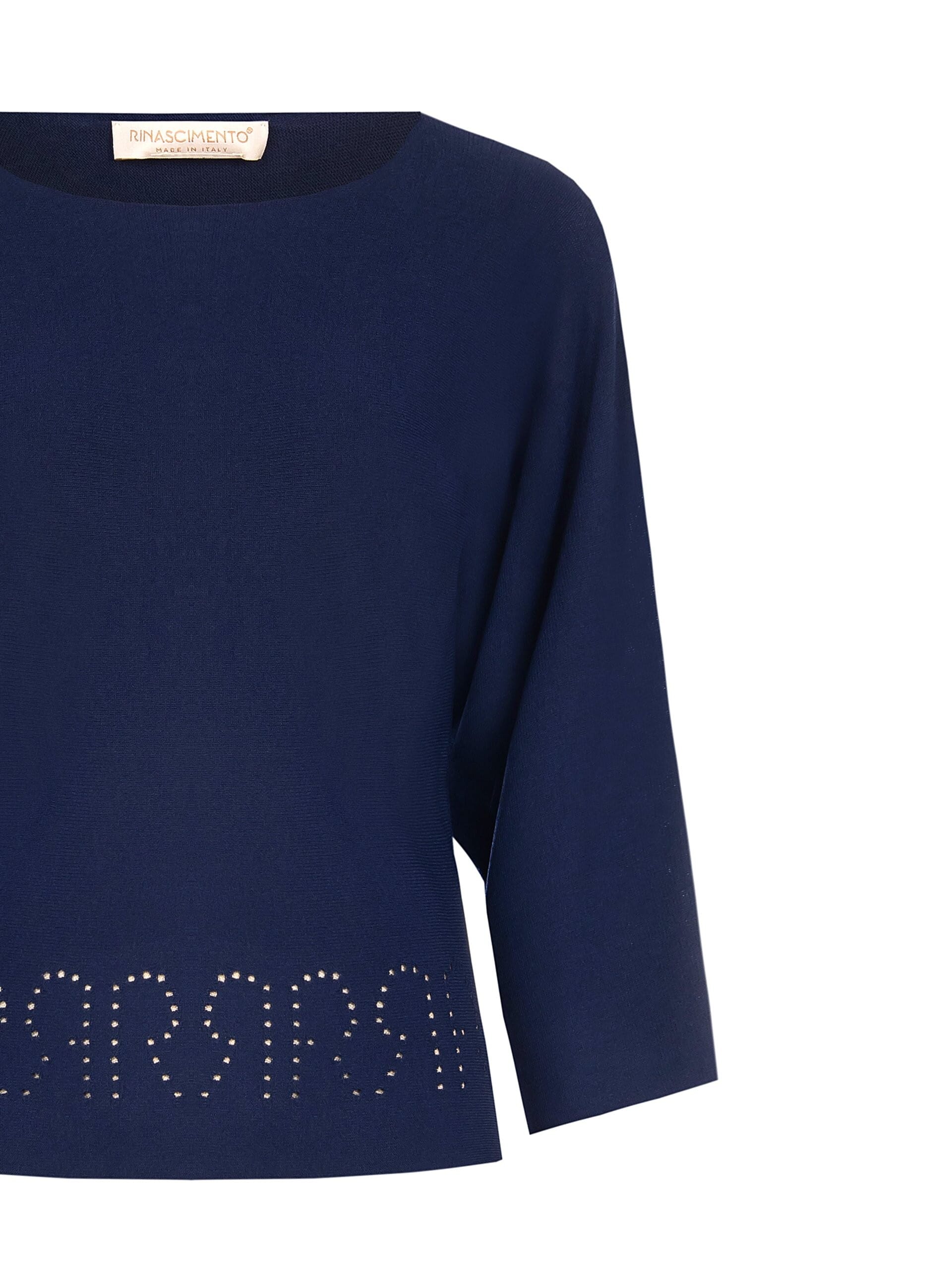 Rinascimento - Pull fluide avec logo perforé et manches 3/4