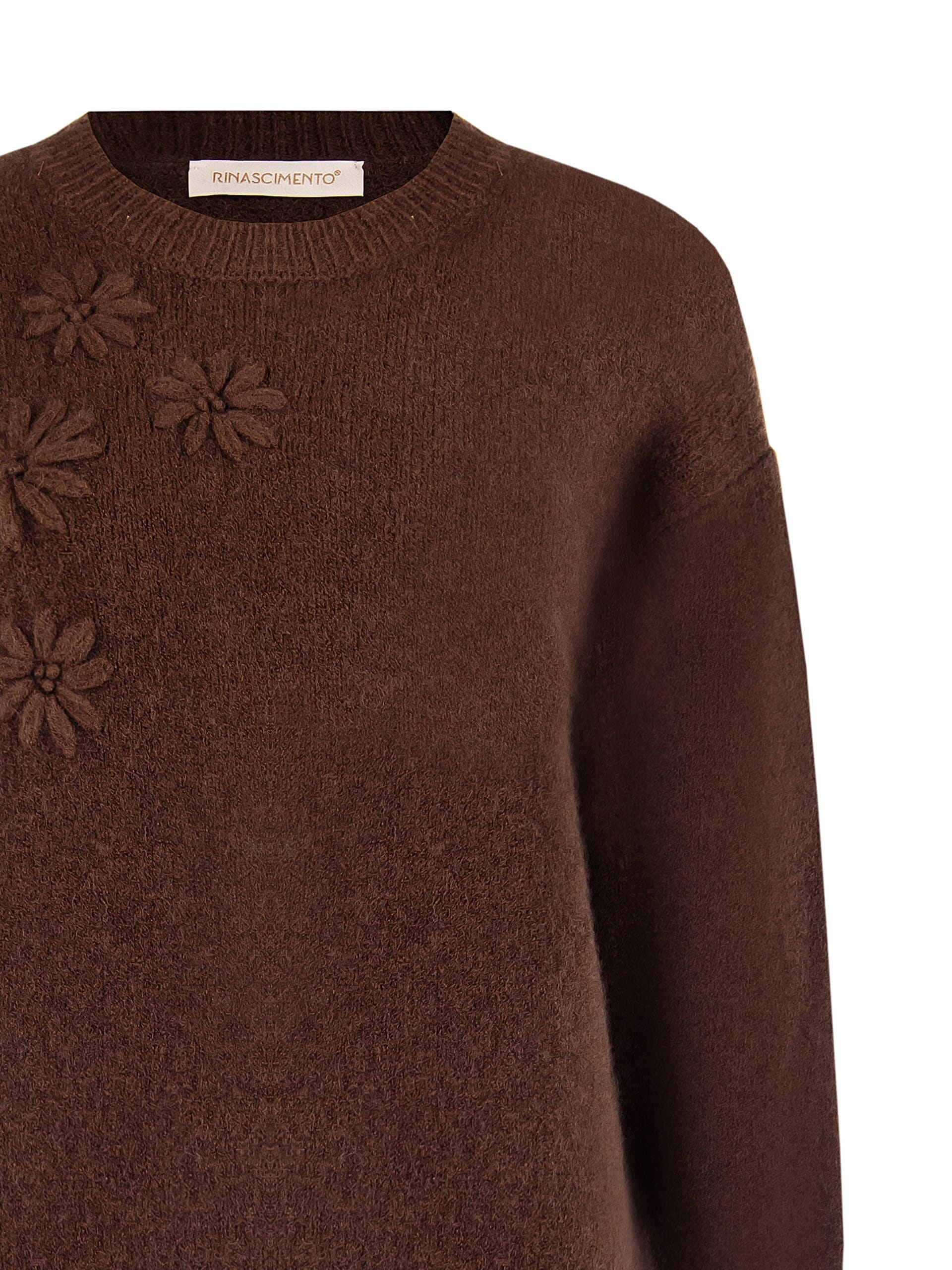 Wide Sweater With Embossed Flowers Rinascimento