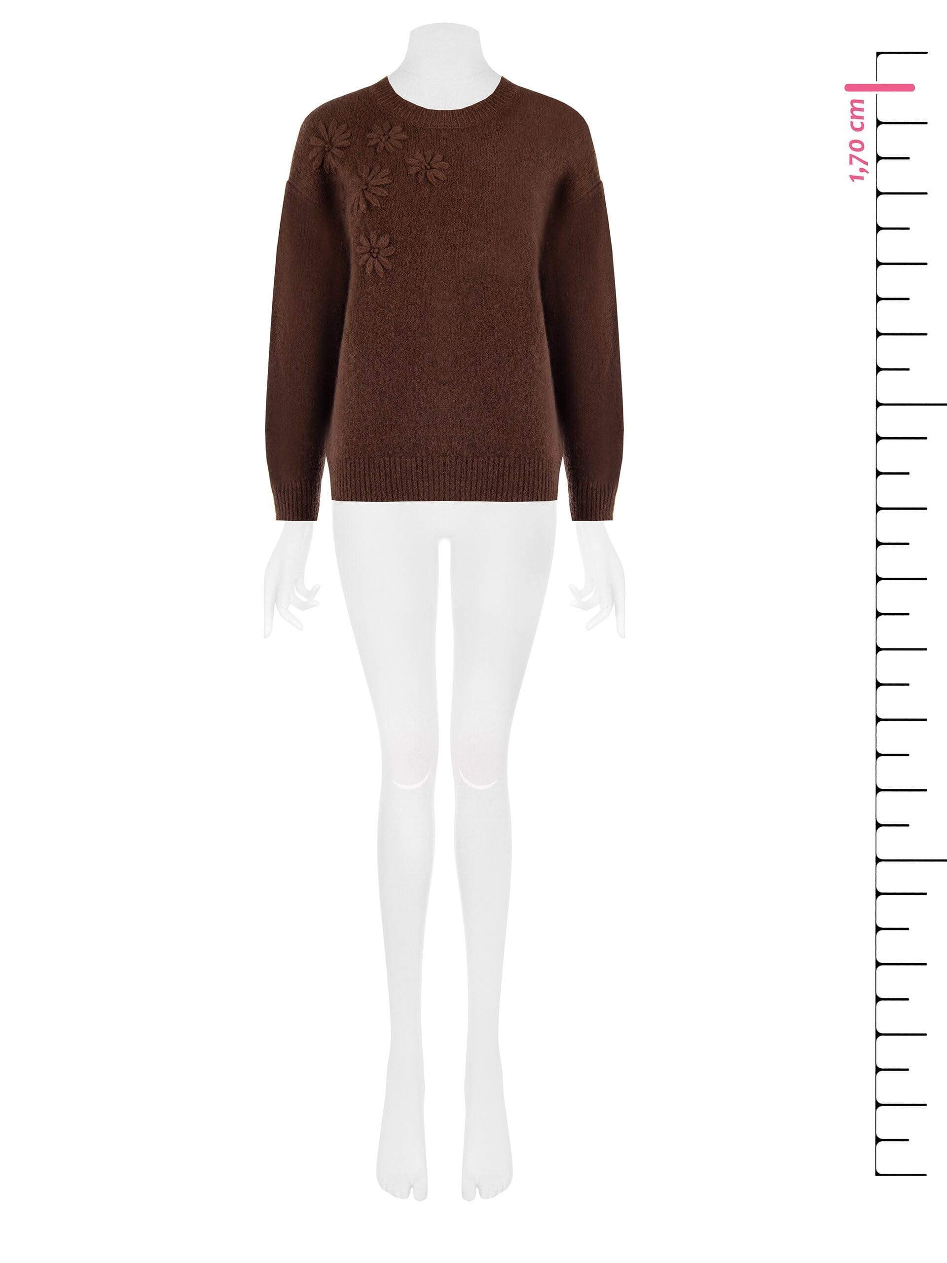 Wide Sweater With Embossed Flowers Rinascimento