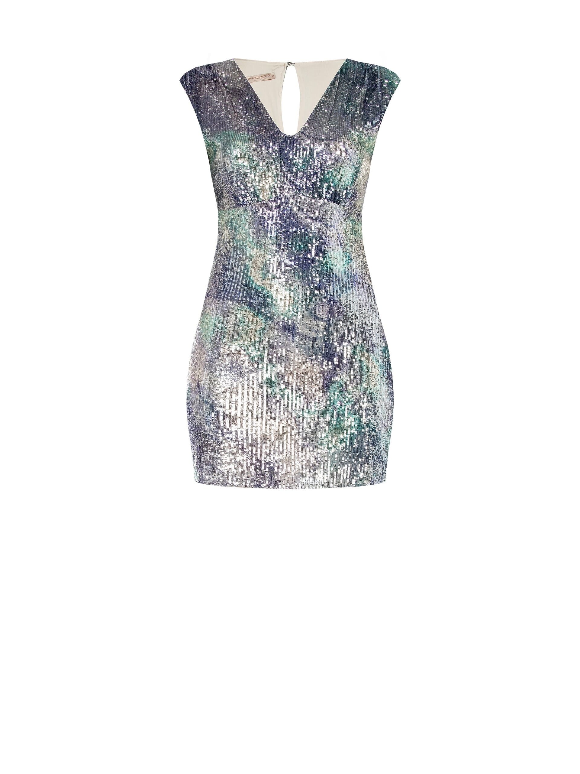 Abito Curvy A Tubino Scollato Dietro Ricoperto Di Paillettes Stampate Rinascimento Curvy