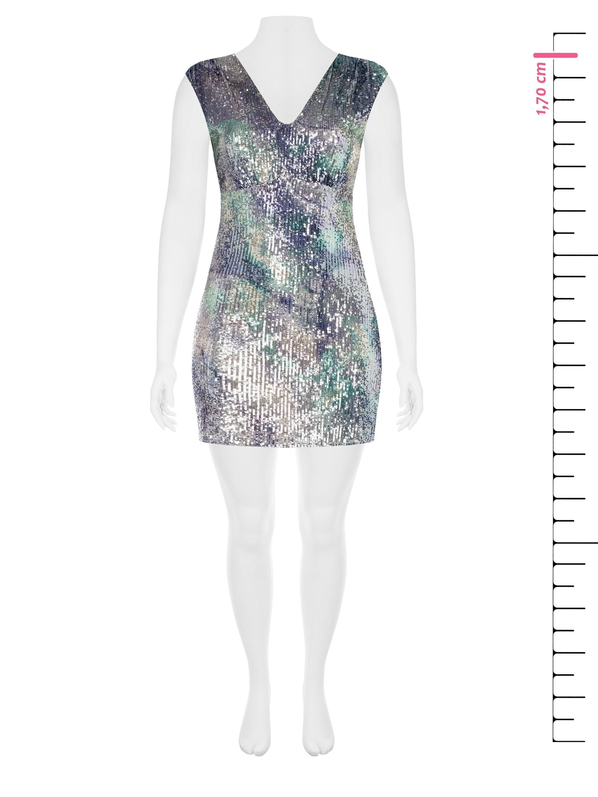 Abito Curvy A Tubino Scollato Dietro Ricoperto Di Paillettes Stampate Rinascimento Curvy