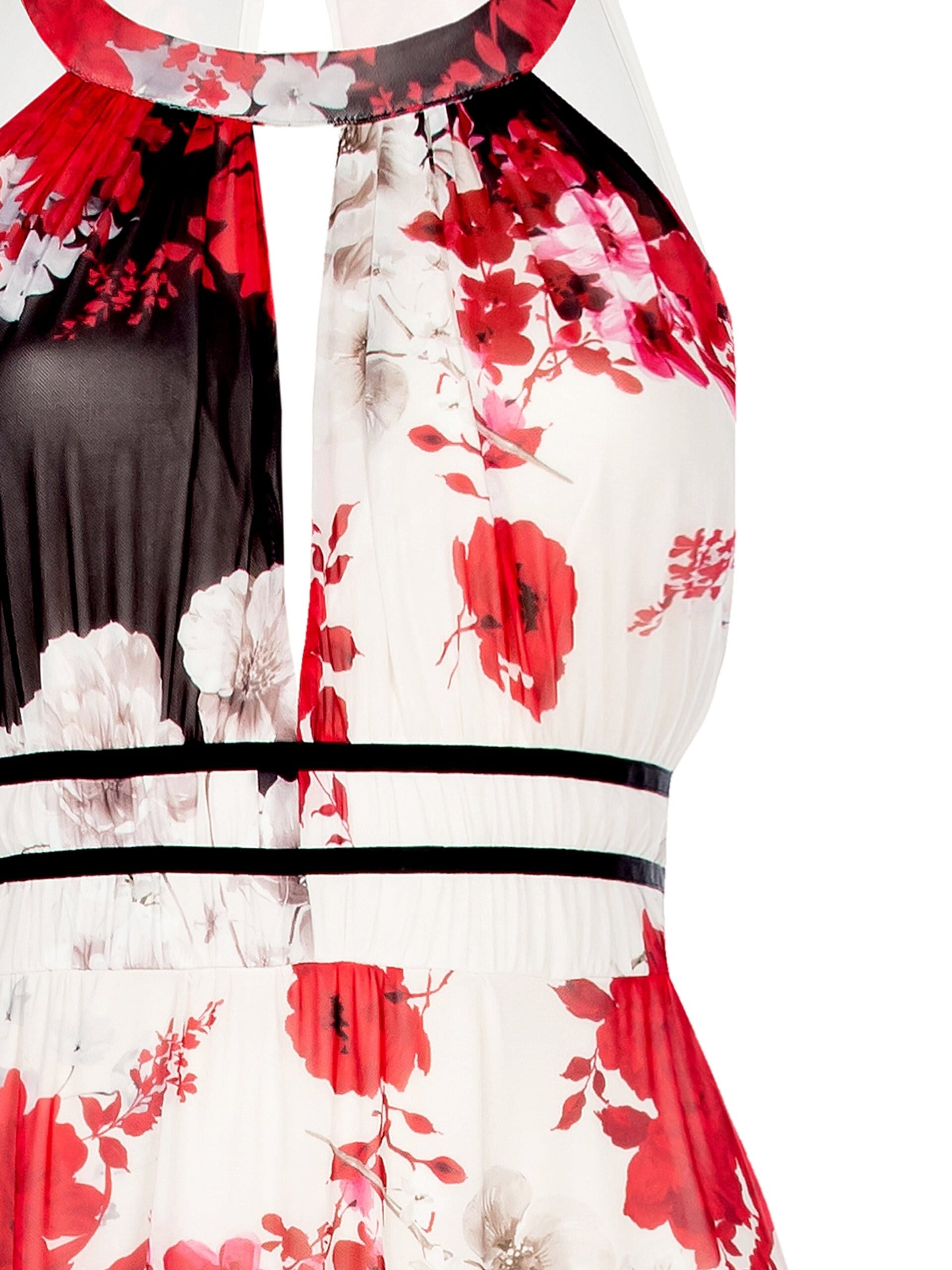 Abito Lungo Accollato In Tulle Stampato Rinascimento Curvy