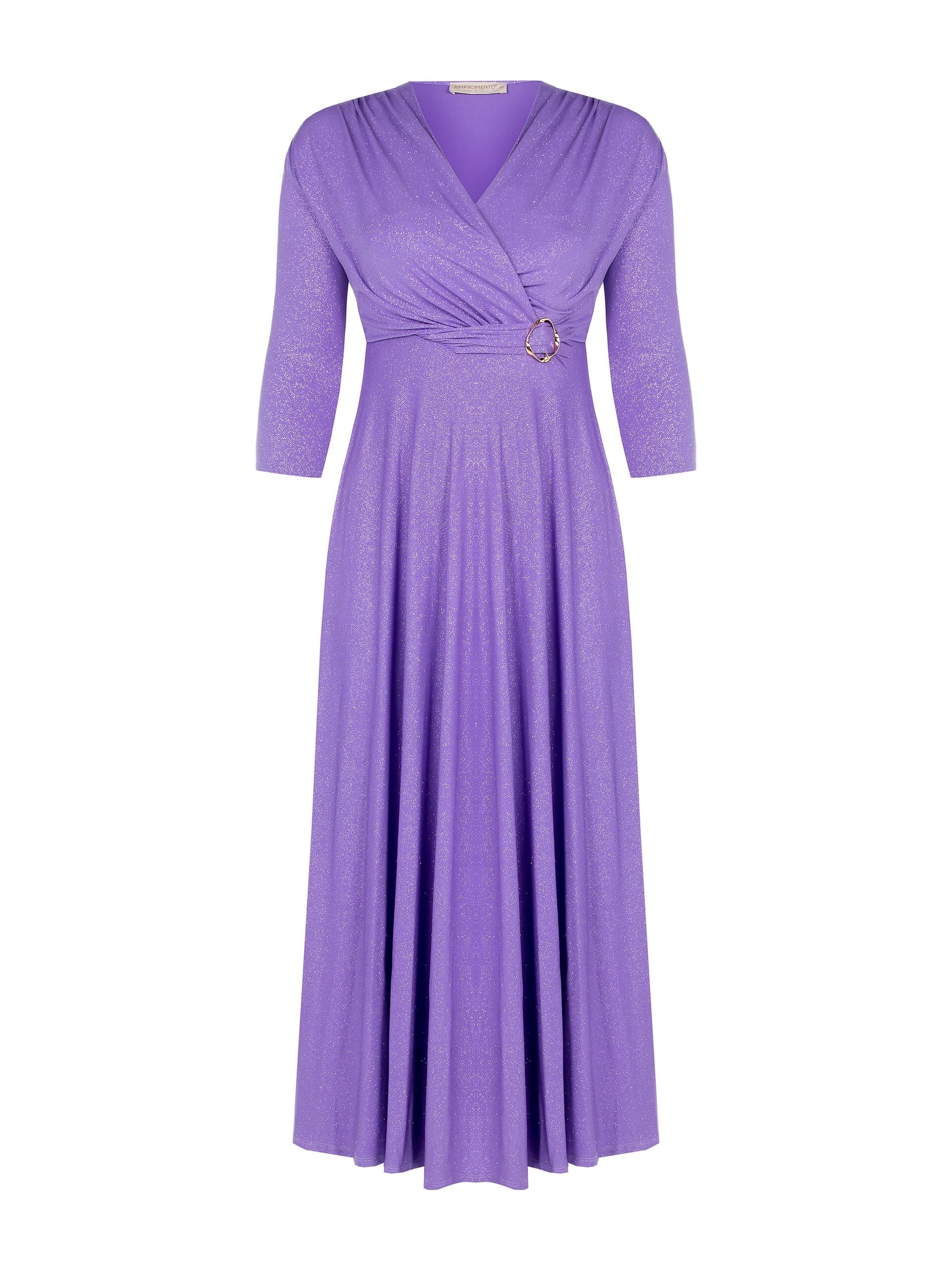 Abito Lungo Scivolato In Maglina Glitter Con Scollo A V Incrociato Rinascimento Curvy