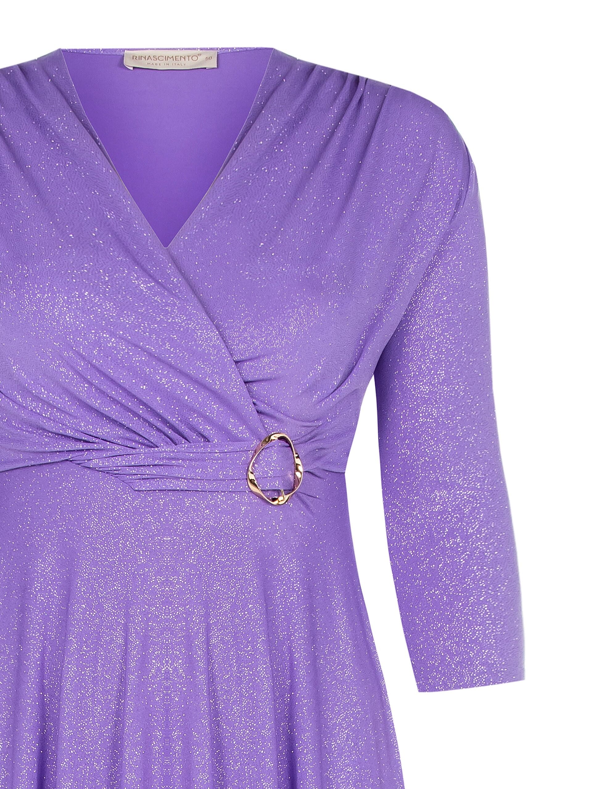 Abito Lungo Scivolato In Maglina Glitter Con Scollo A V Incrociato Rinascimento Curvy