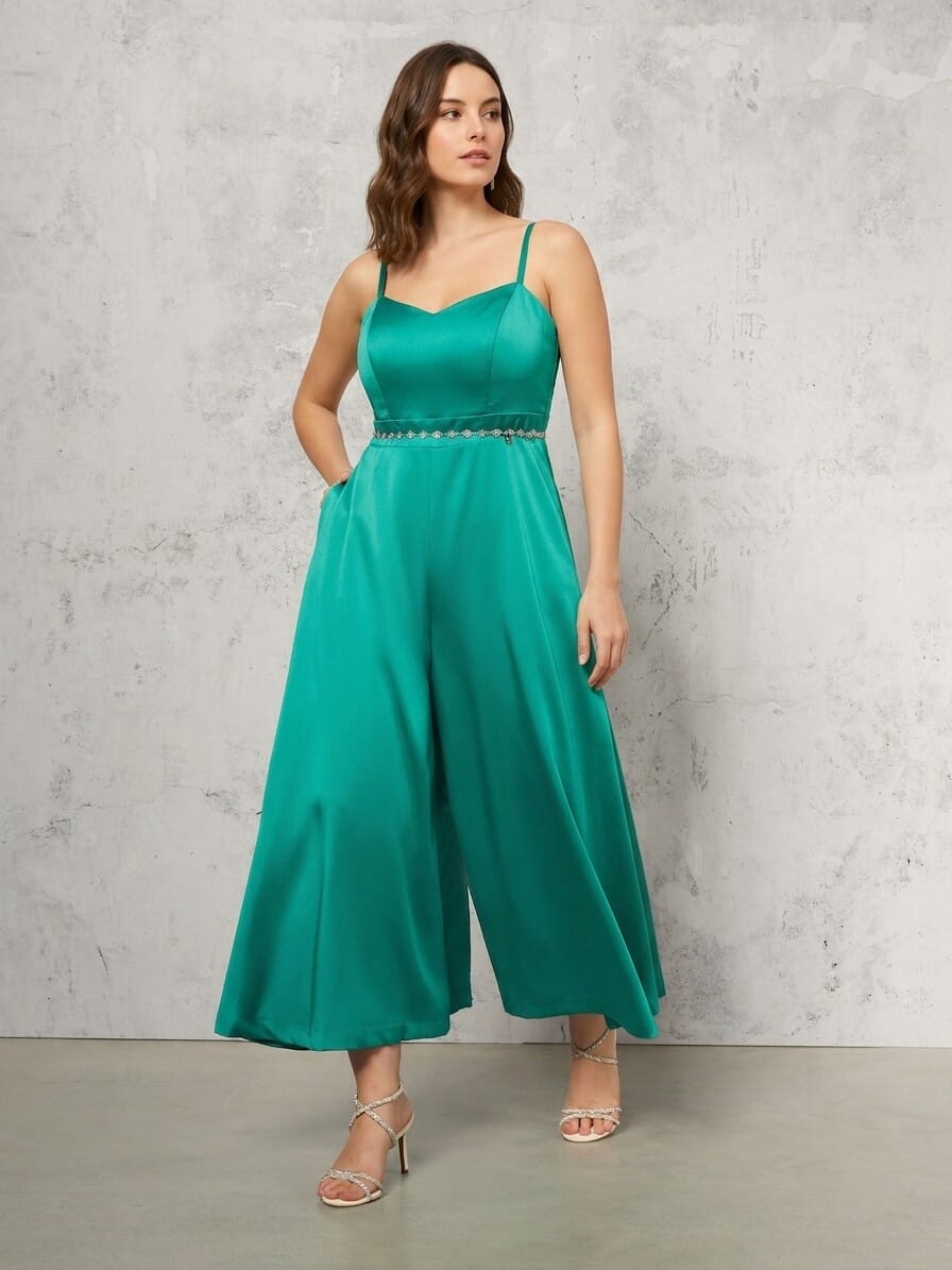 Full Suit Curvy Structured Satin Trousers With Pockets Rinascimento Curvy