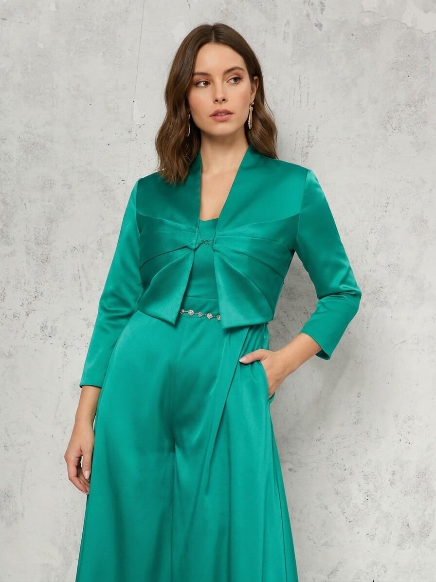 Full Suit Curvy Structured Satin Trousers With Pockets Rinascimento Curvy