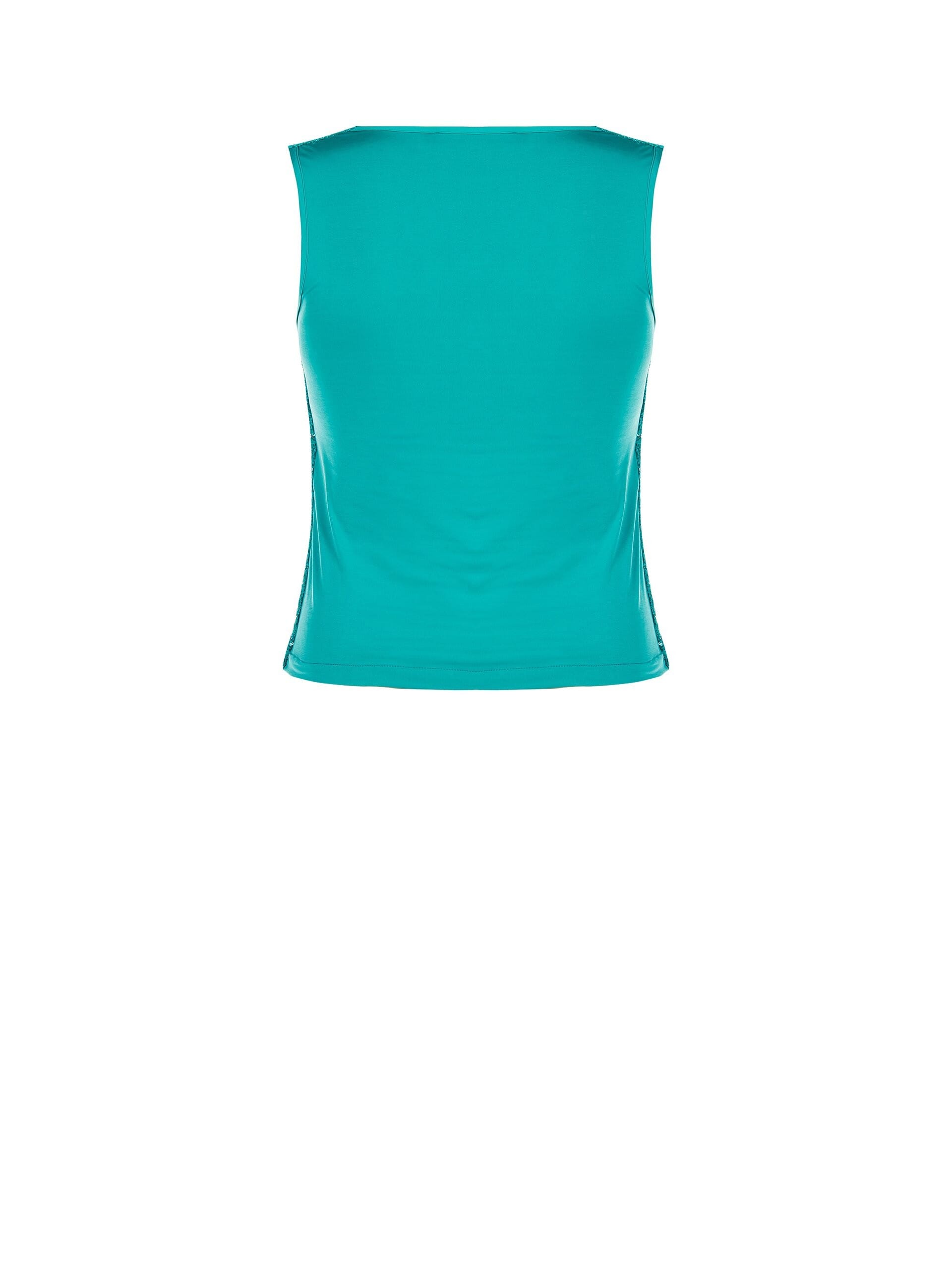 Sequined Front Covered Curvy Top With Square Neckline Rinascimento Curvy