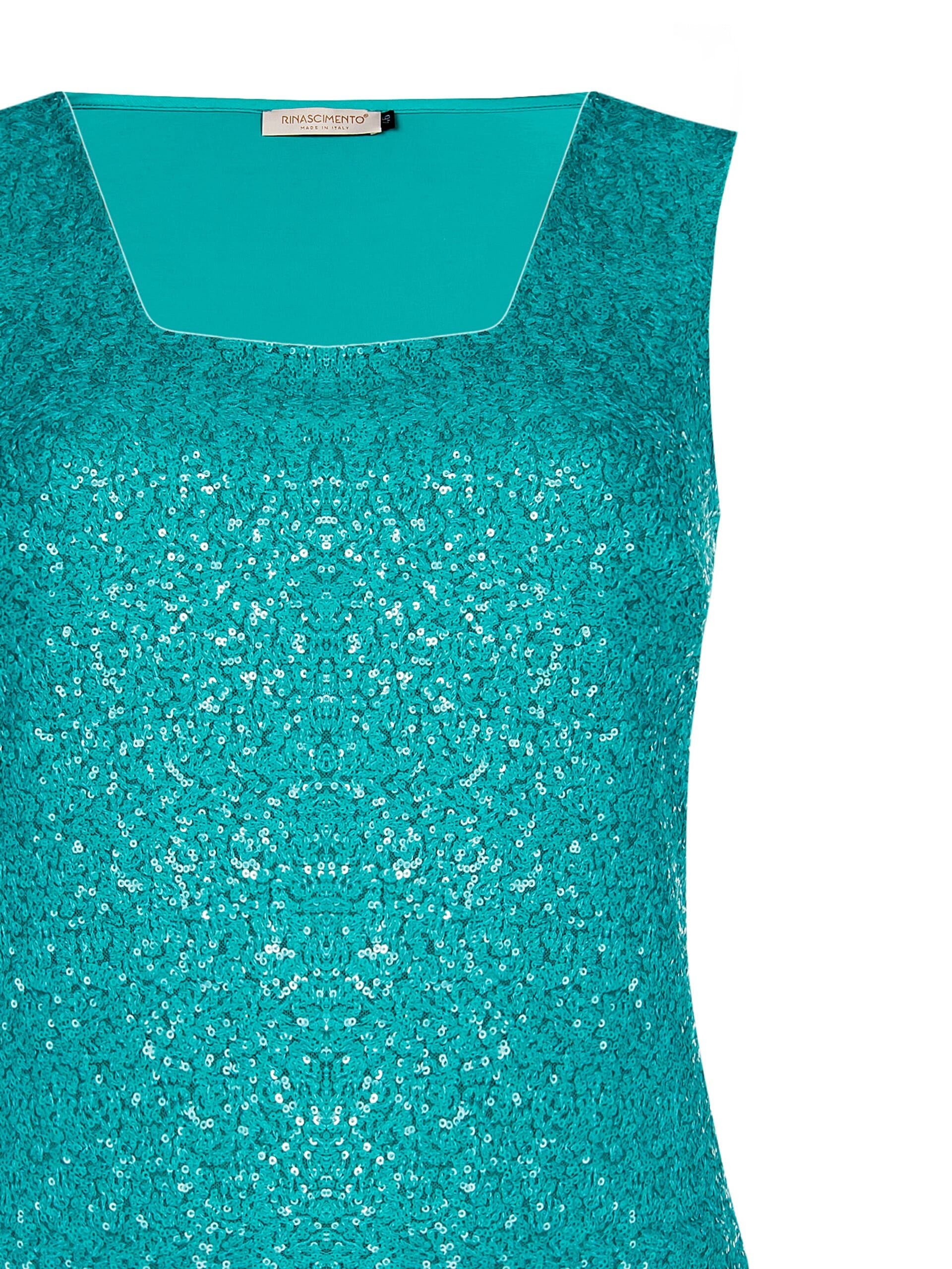 Sequined Front Covered Curvy Top With Square Neckline Rinascimento Curvy