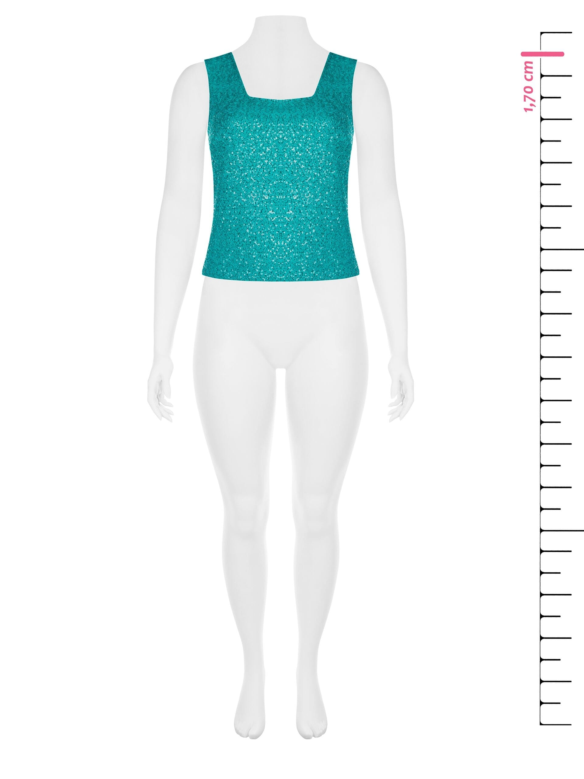 Sequined Front Covered Curvy Top With Square Neckline Rinascimento Curvy