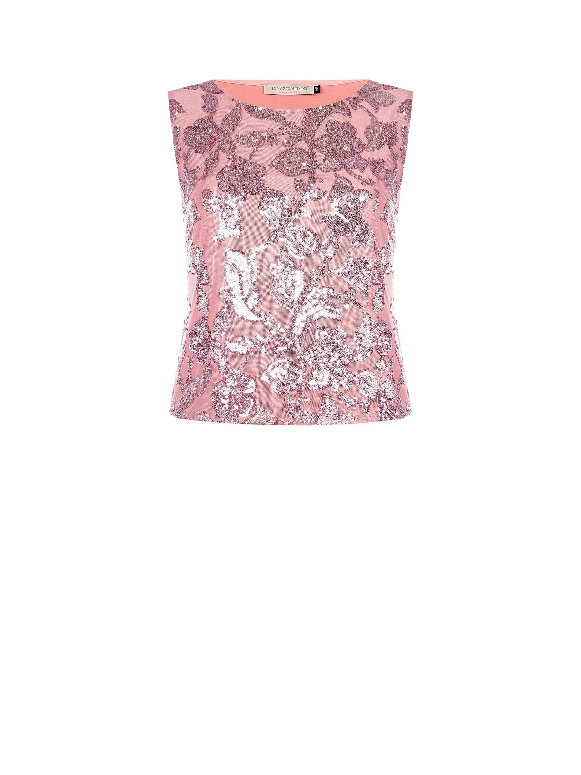 Soft Tulle Top With Sequin Embroidery Rinascimento Curvy