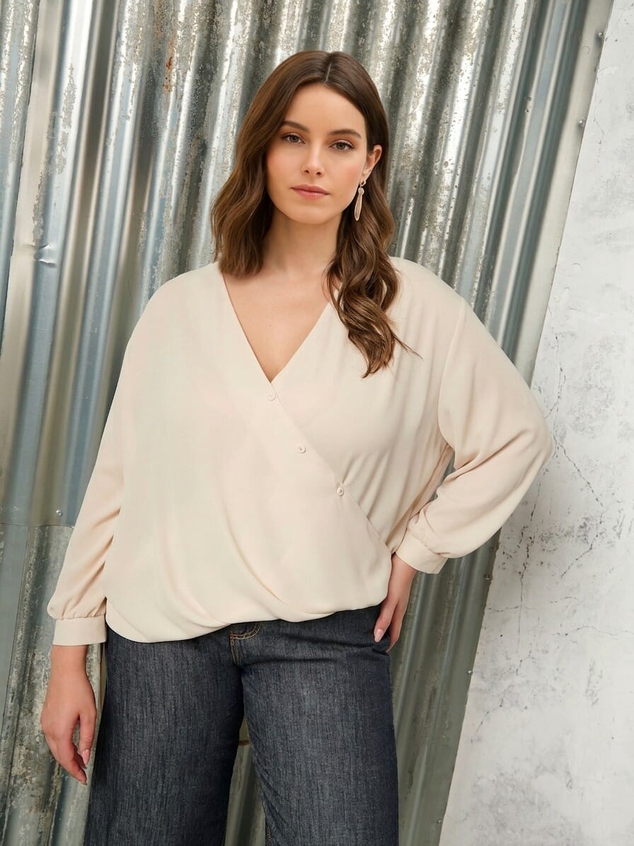 Rinascimento - Chemisier asymétrique en georgette Curvy Soft