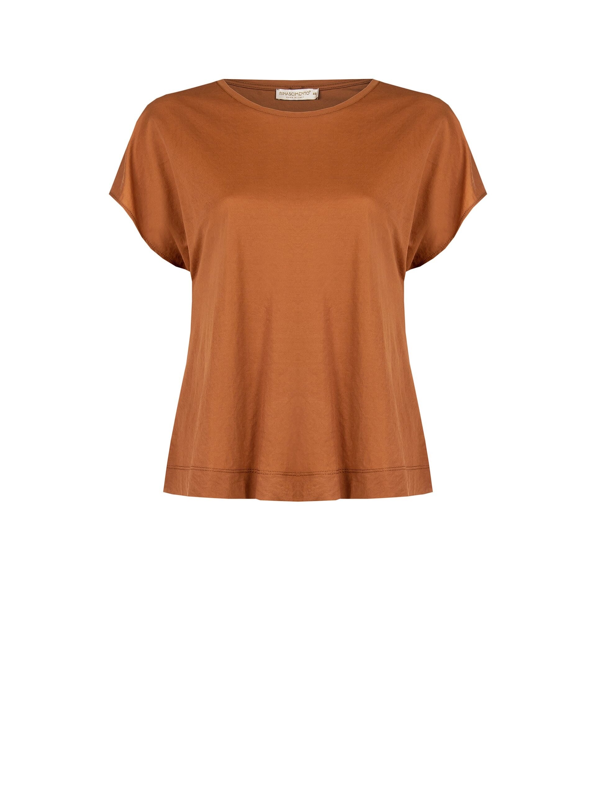 Rinascimento Curvy Slightly Wrinkled Effect Viscose Blend T-Shirt