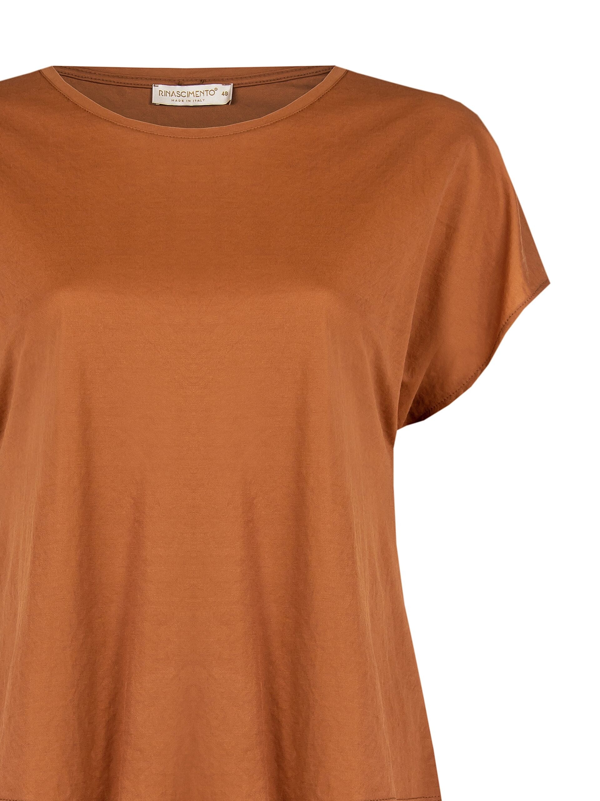 Rinascimento Curvy Slightly Wrinkled Effect Viscose Blend T-Shirt