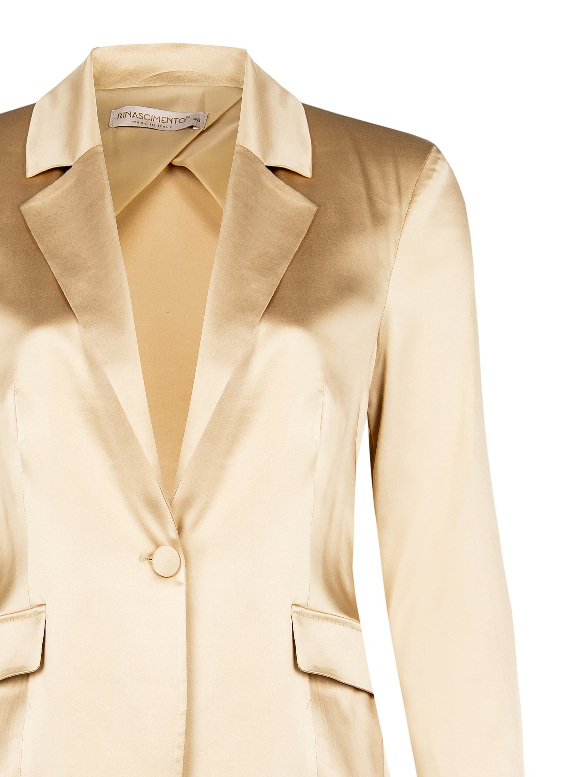 Giacca Blazer Sfiancata A 1 Bottone In Raso Rinascimento Curvy