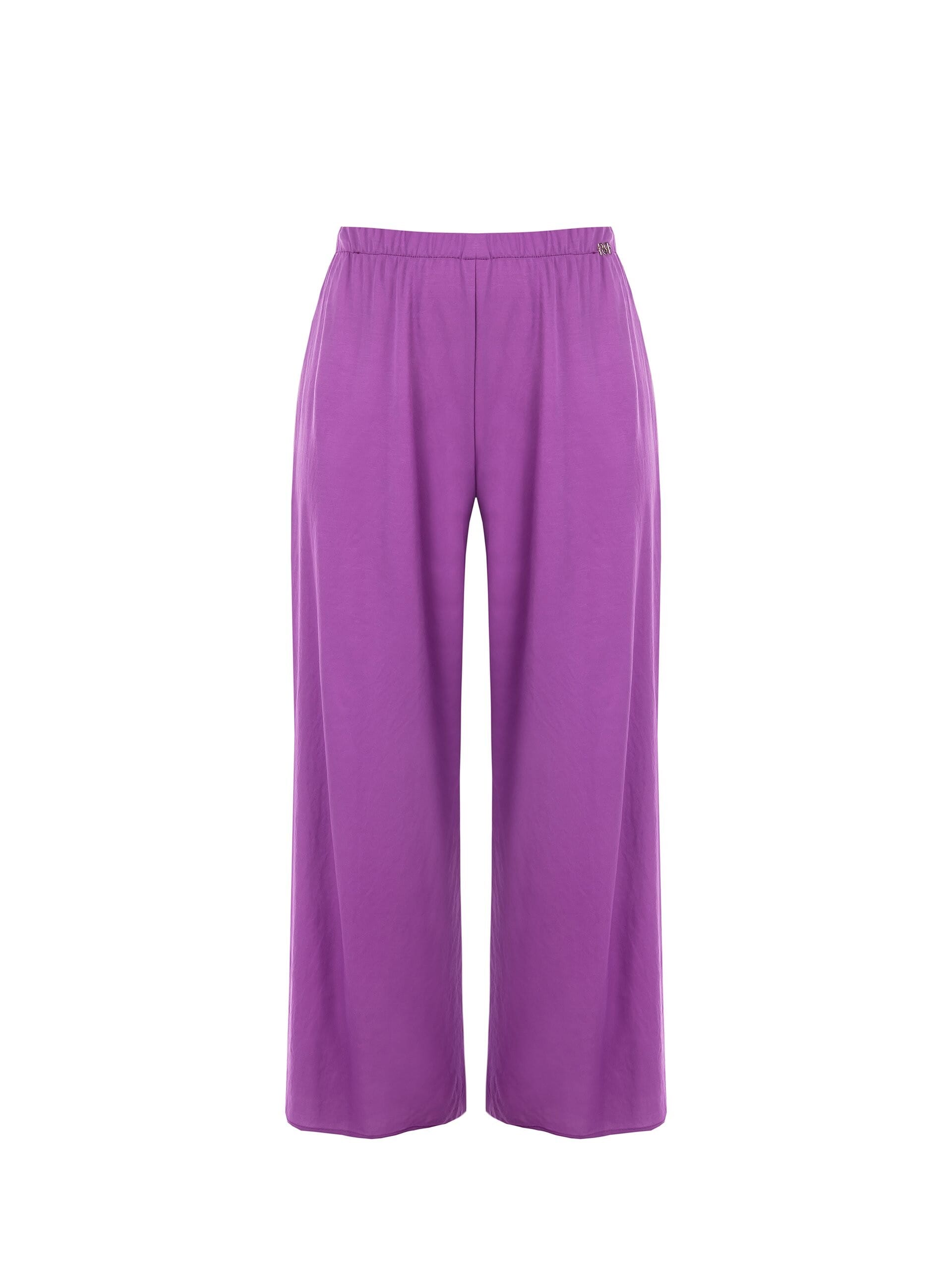 Pantaloni Palazzo In Misto Viscosa Effetto Leggermente Stropicciato Rinascimento Curvy