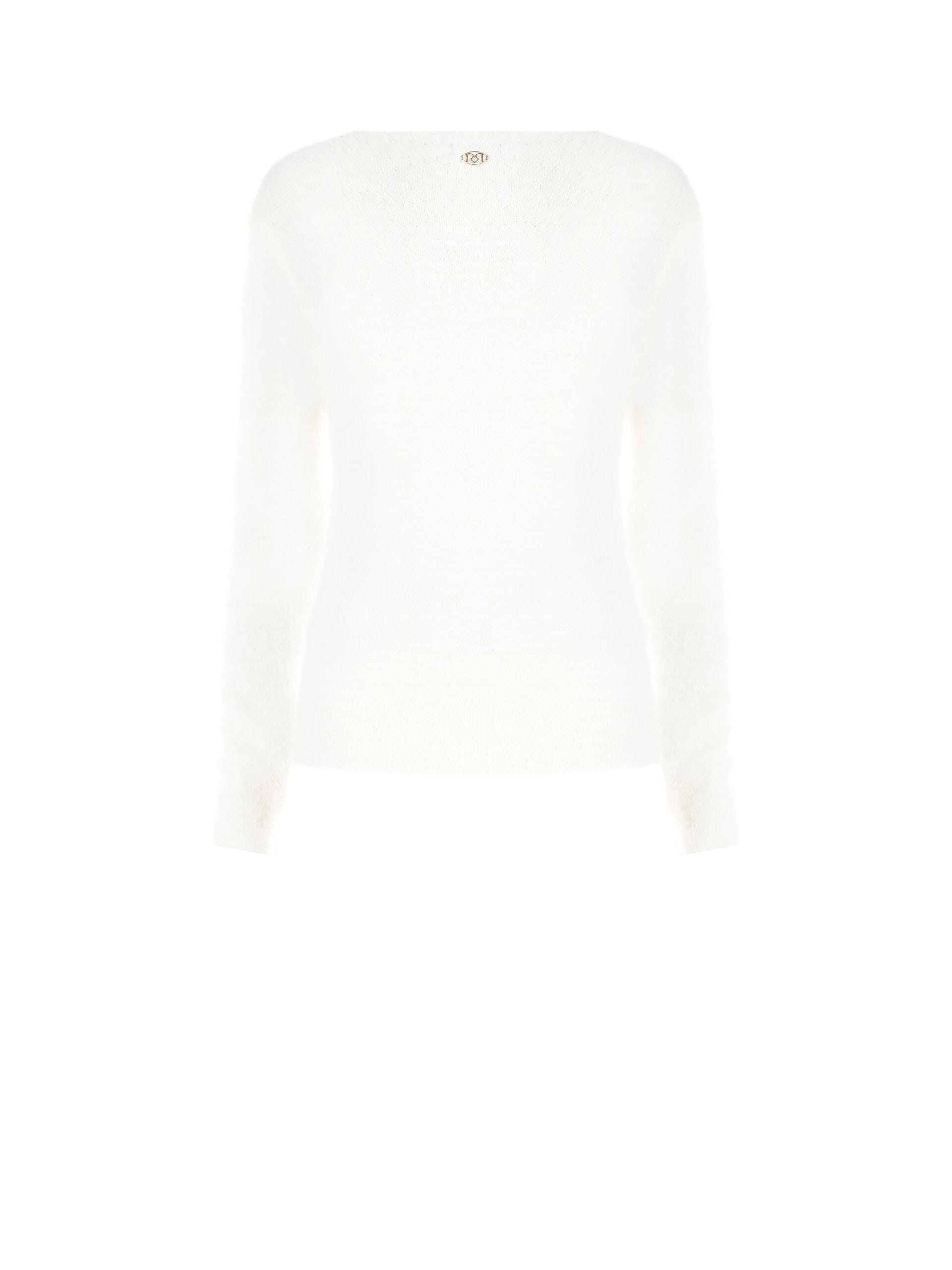 Pull fluffy avec perles et strass à l'encolure ras du cou Rinascimento