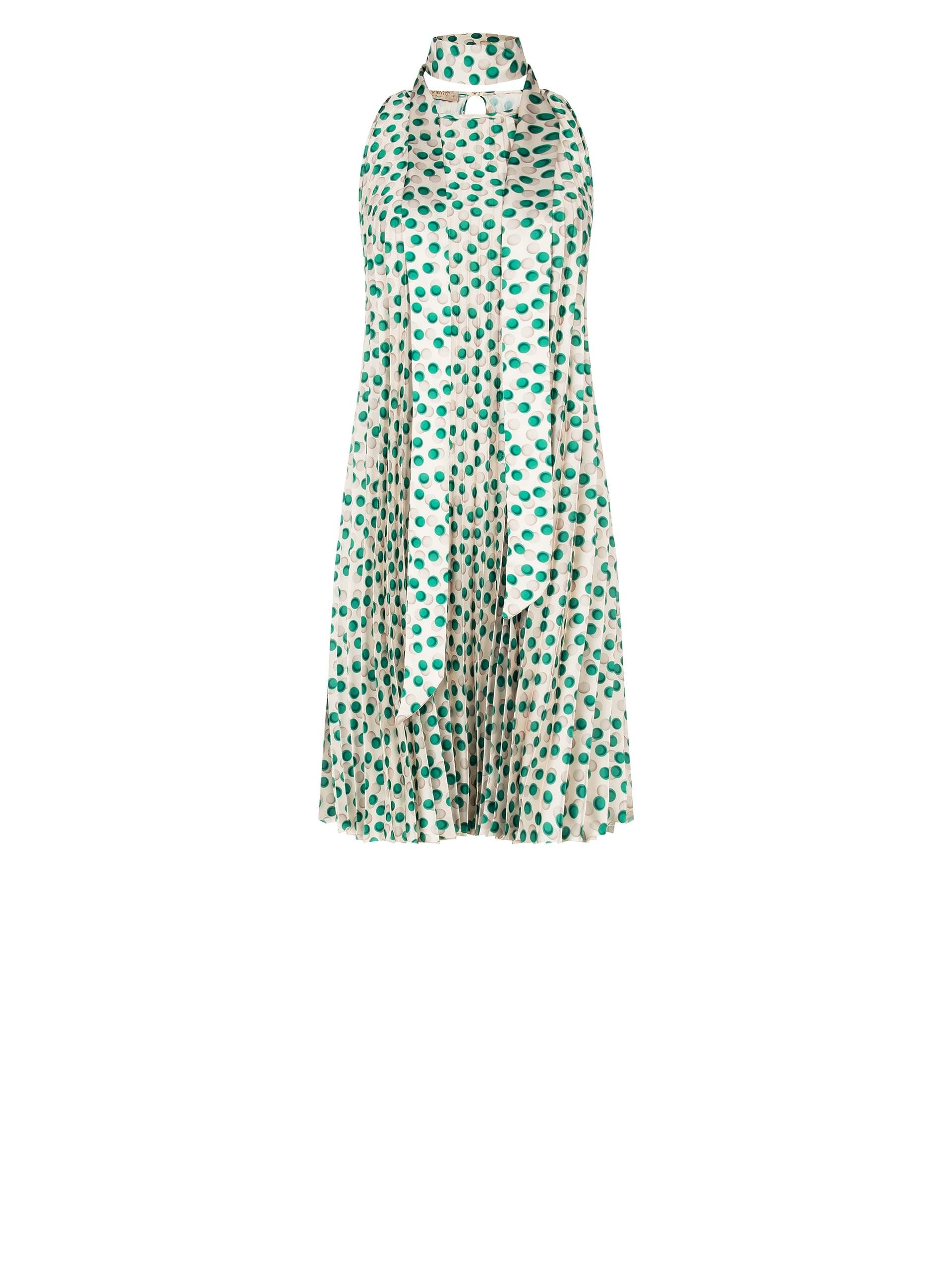 Short A-line Satin Pleated Satin Dress With Long Coordinated Scarf Rinascimento