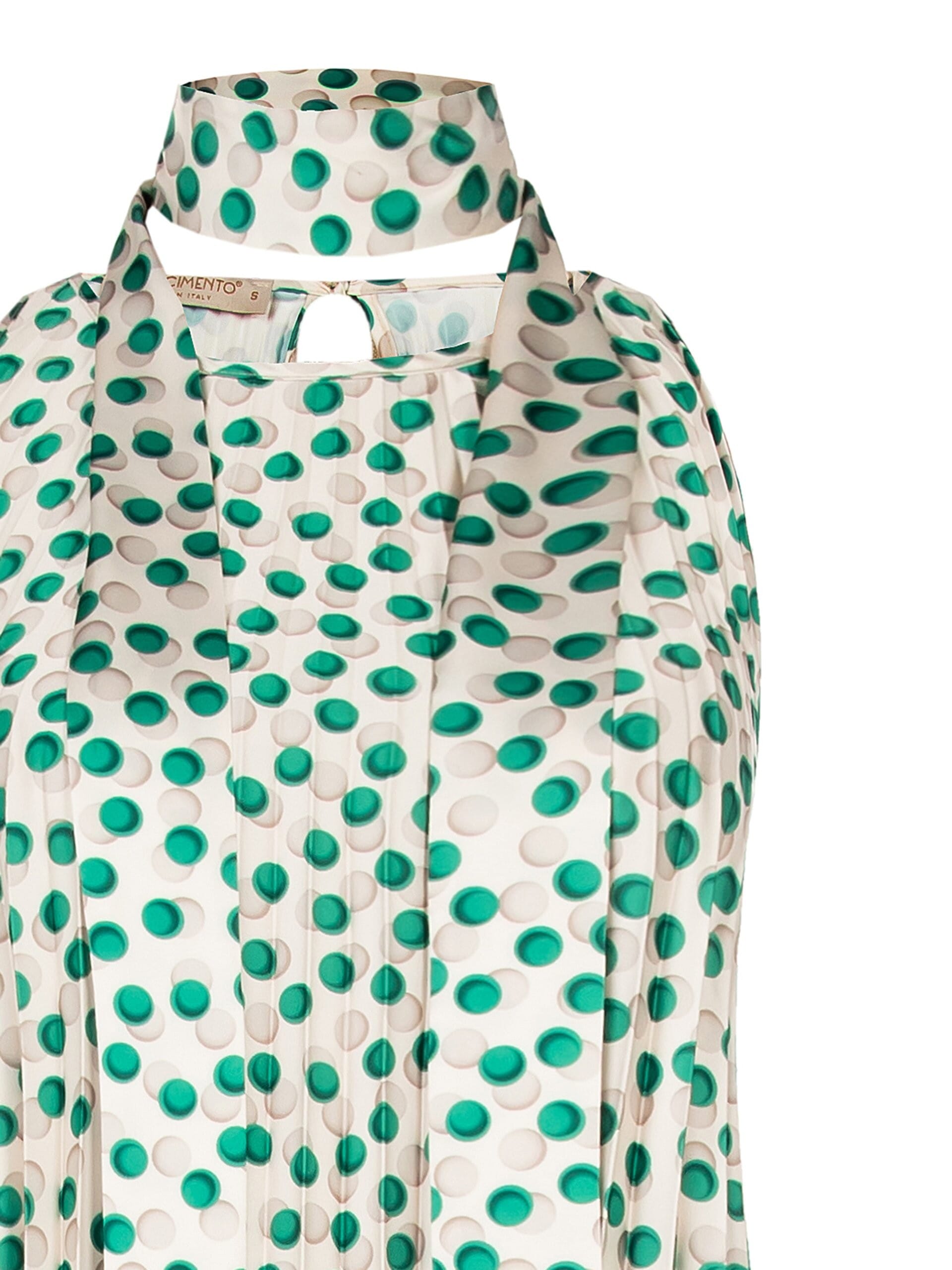 Short A-line Satin Pleated Satin Dress With Long Coordinated Scarf Rinascimento