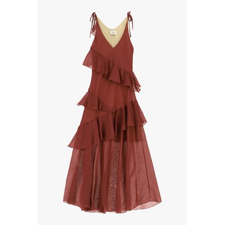 Long Asymmetrical Ruffles Long Dress With Asymmetrical Ruffles And Adjustable Straps Dixie