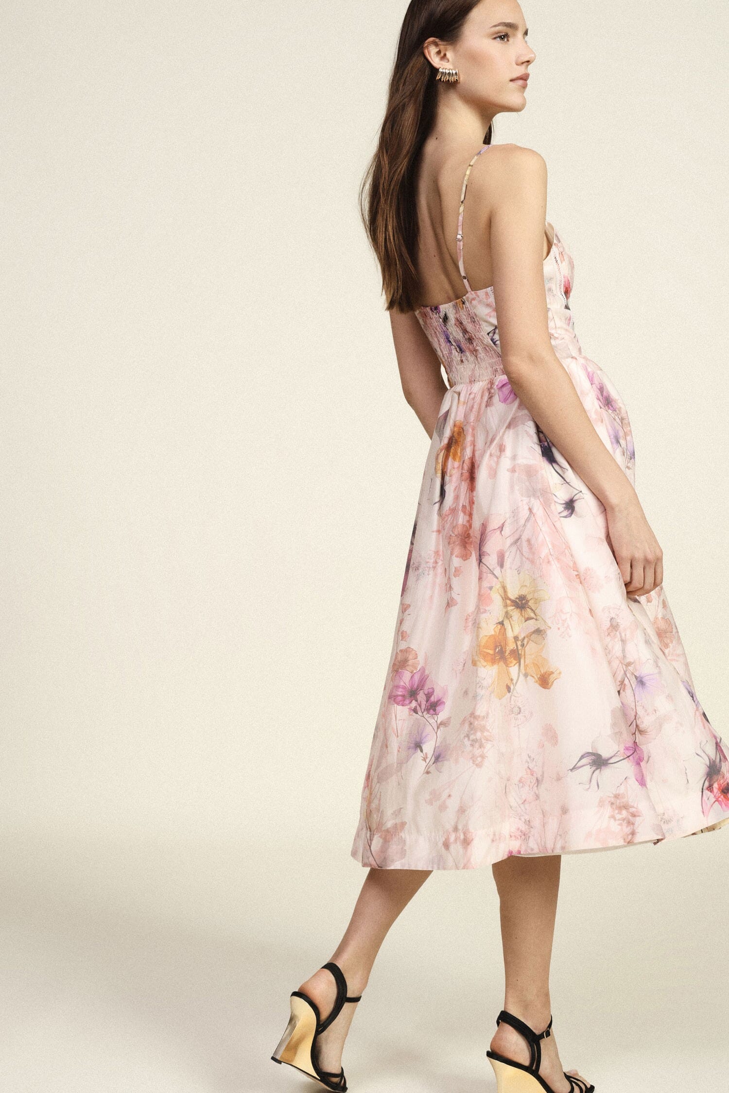 Abito Midi Con Spalline Stampa Floreale Dixie